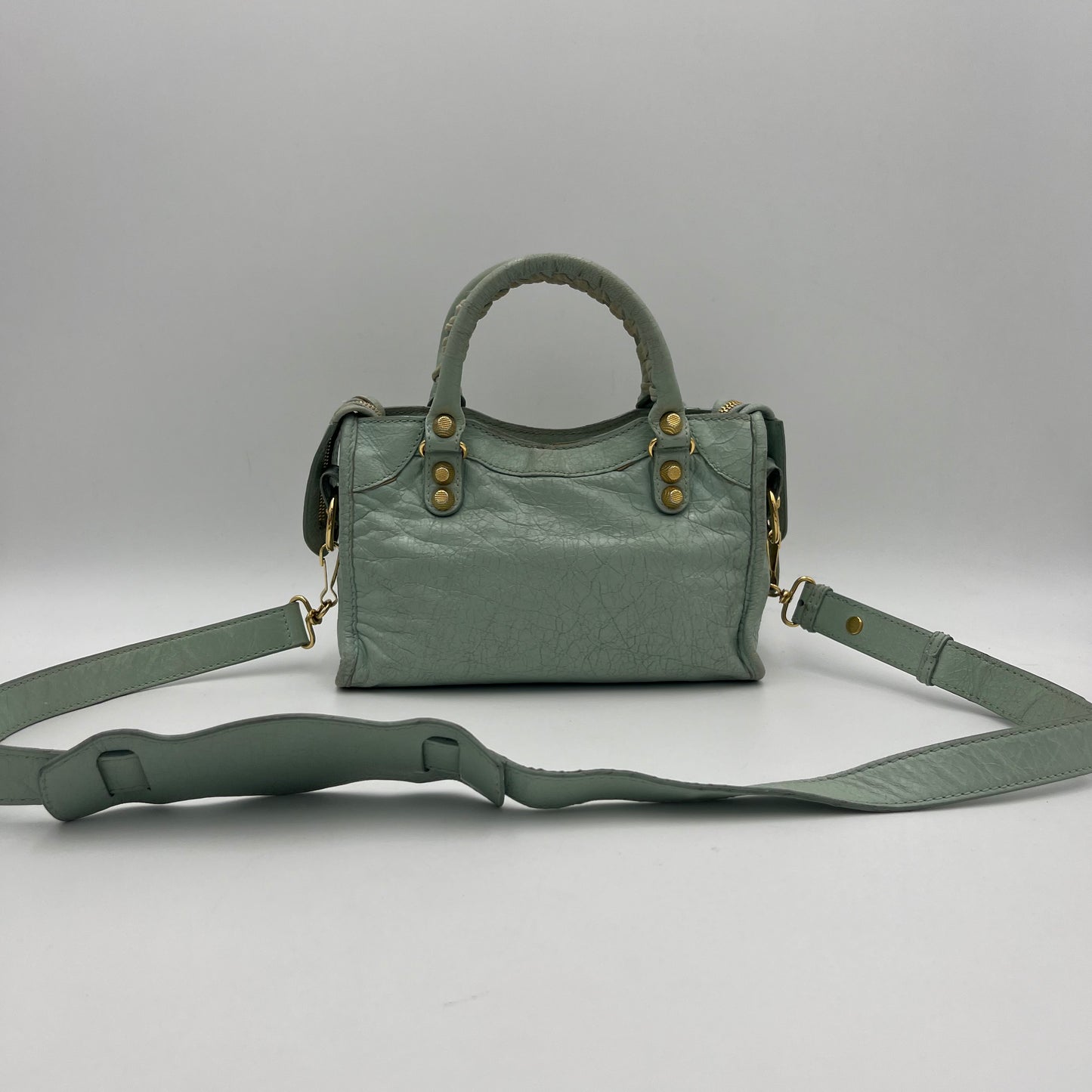 Balenciaga Mint Green Leather Giant 12 Mini City GHW