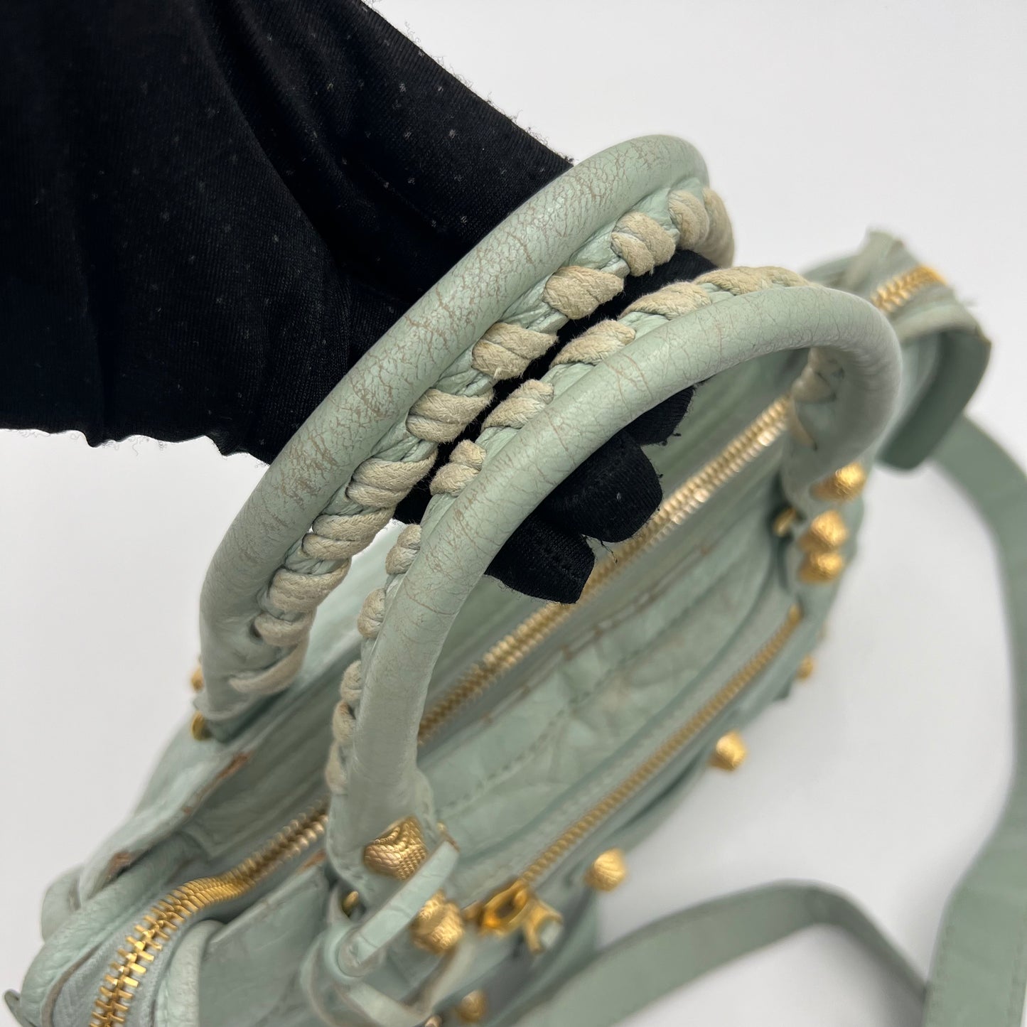 Balenciaga Mint Green Leather Giant 12 Mini City GHW