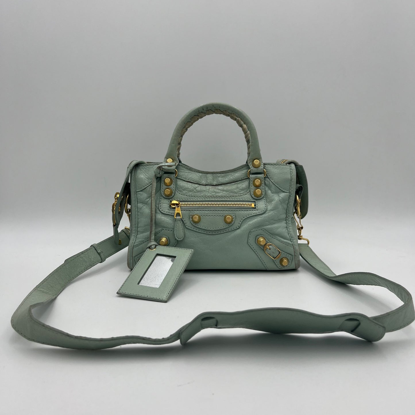 Balenciaga Mint Green Leather Giant 12 Mini City GHW