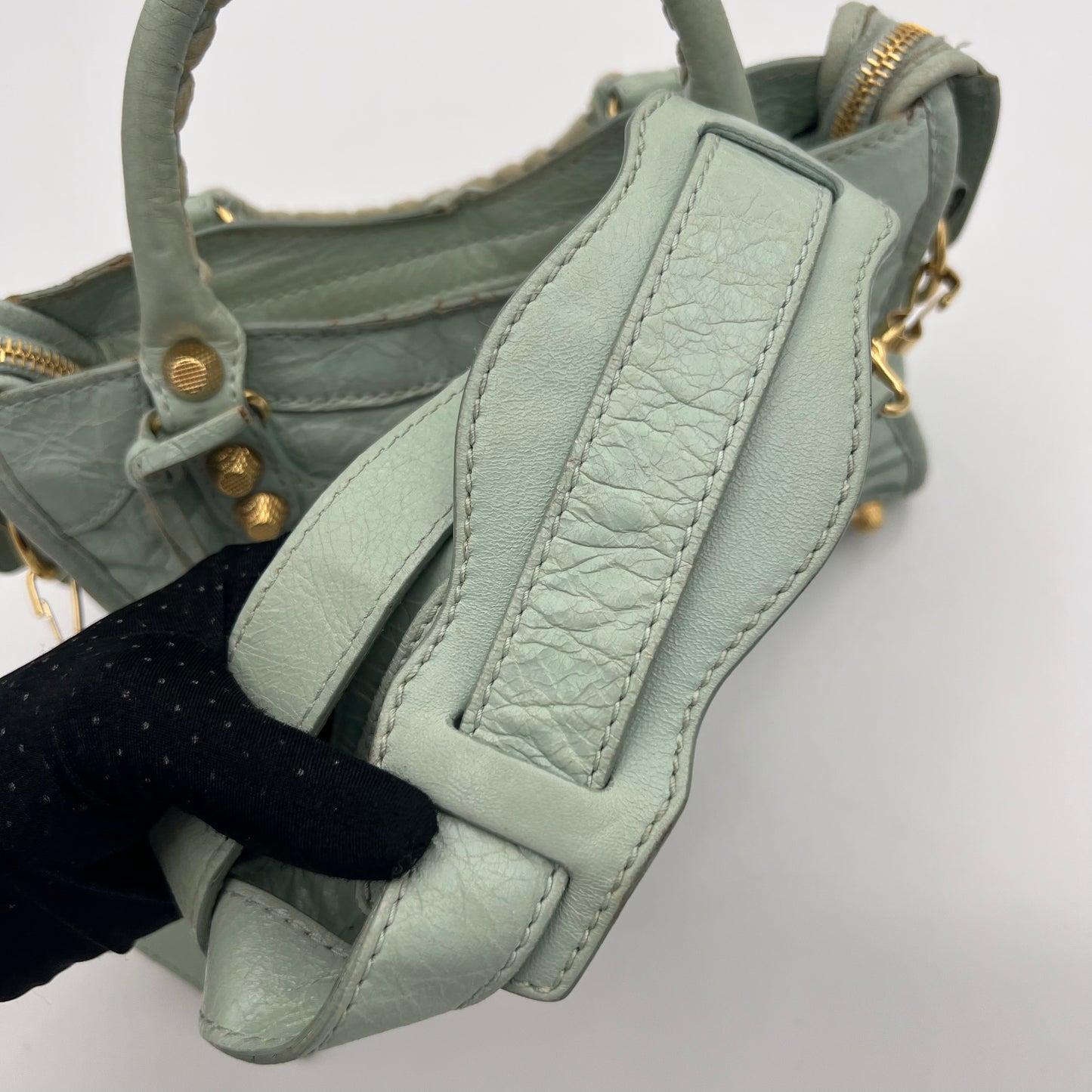 Balenciaga Mint Green Leather Giant 12 Mini City GHW