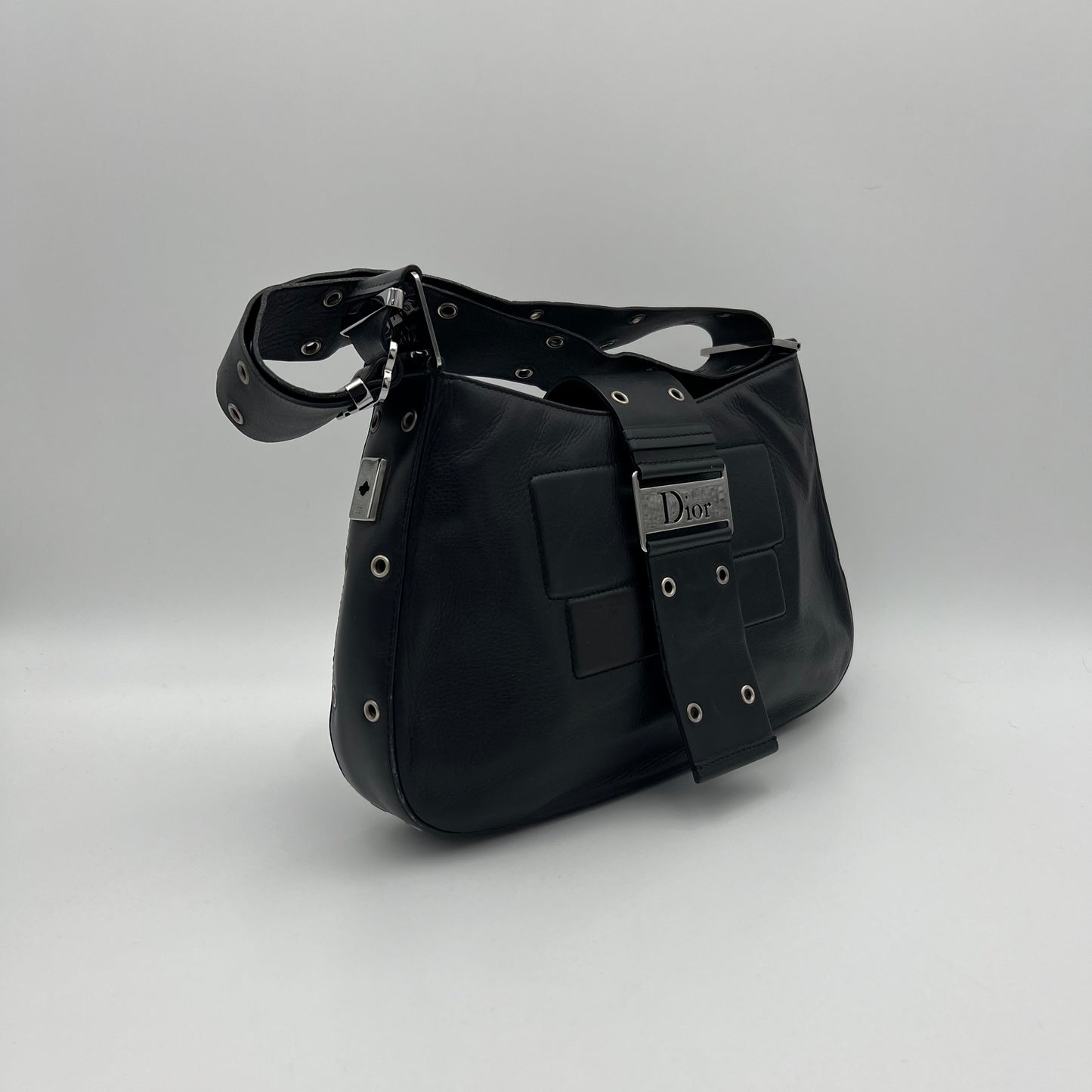 Christian Dior Black Leather Street Chic Columbus Hobo Bag