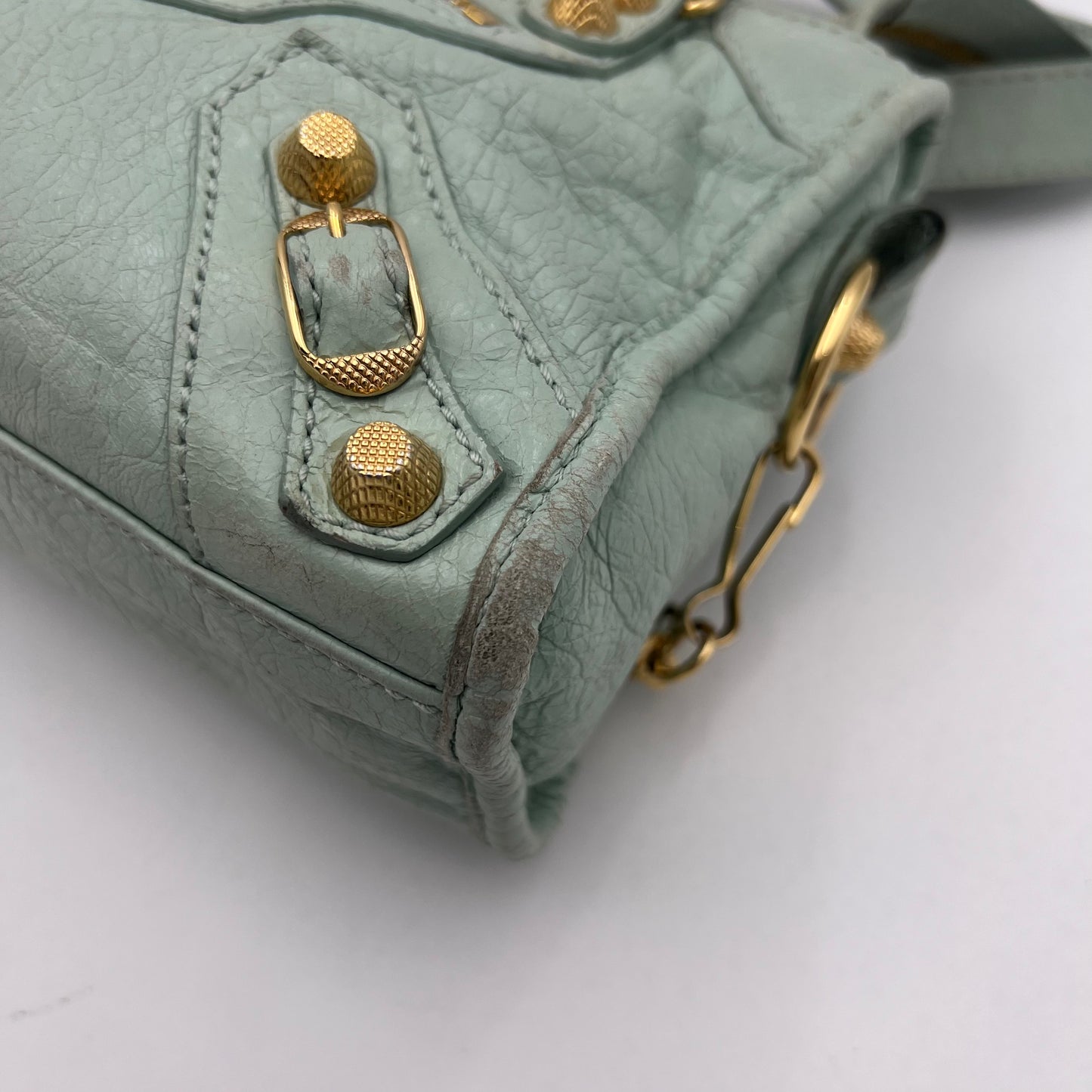 Balenciaga Mint Green Leather Giant 12 Mini City GHW
