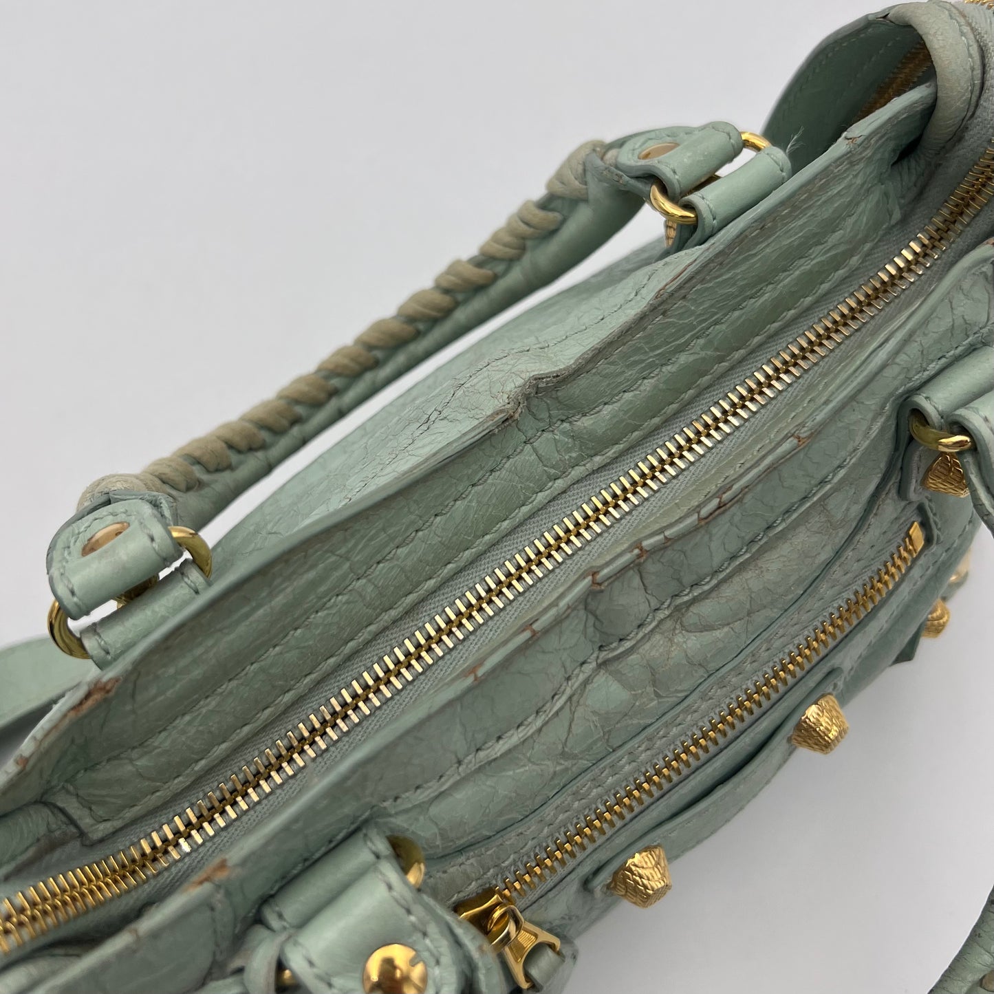Balenciaga Mint Green Leather Giant 12 Mini City GHW