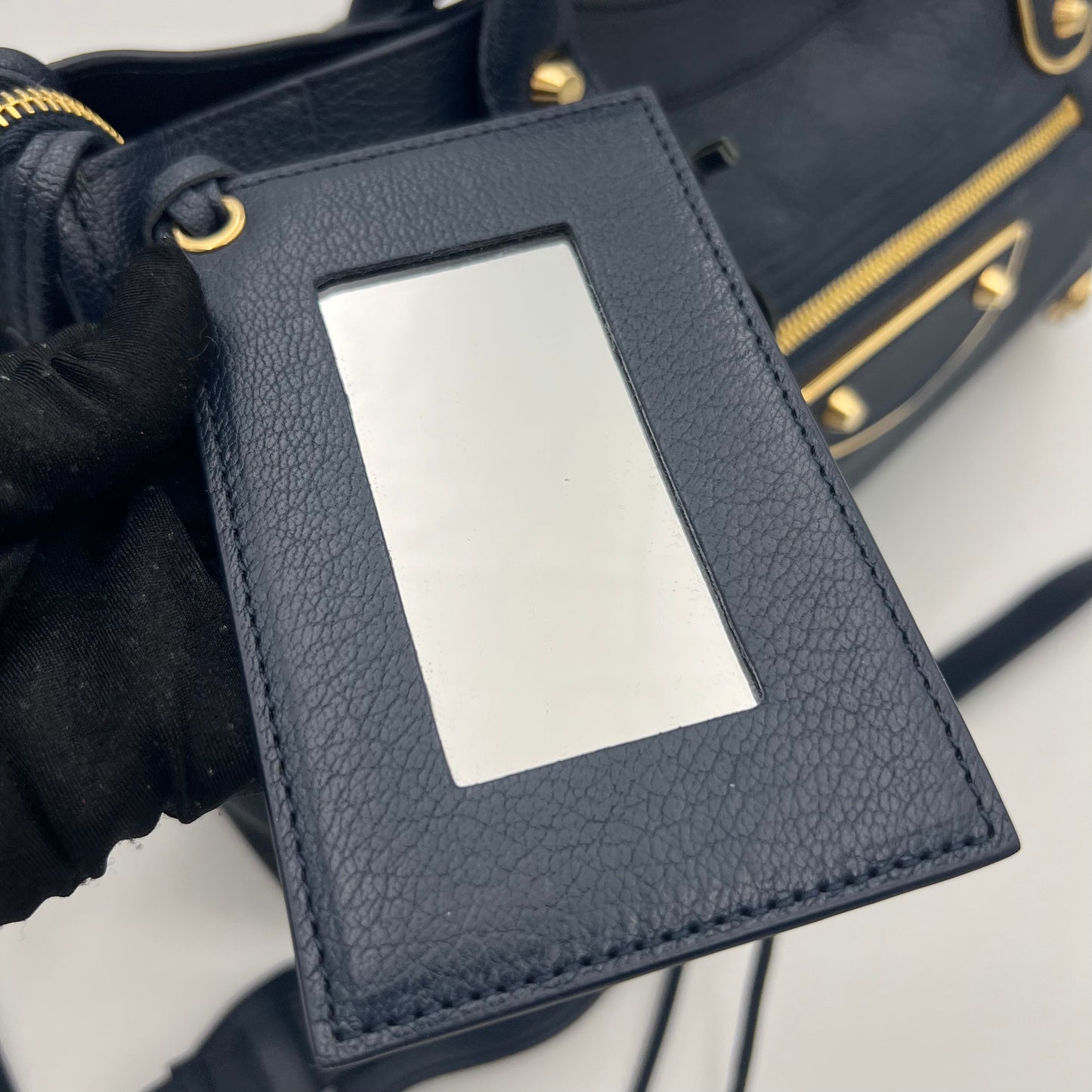Balenciaga Navy Blue Leather Metallic Edge City Bag GHW