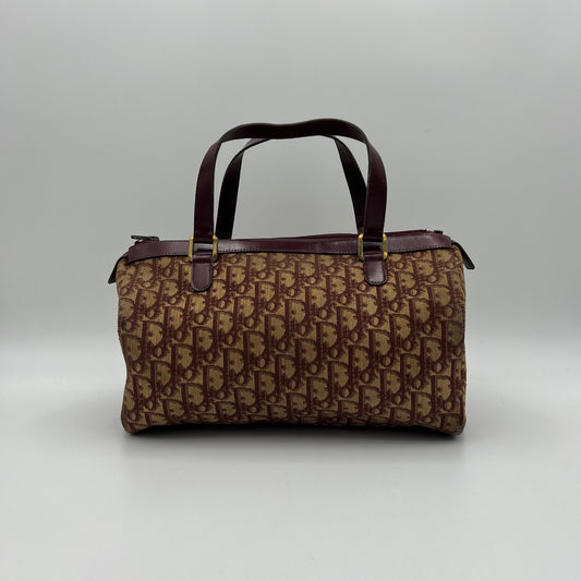 Christian Dior Vintage Burgundy Oblique Canvas Handbag