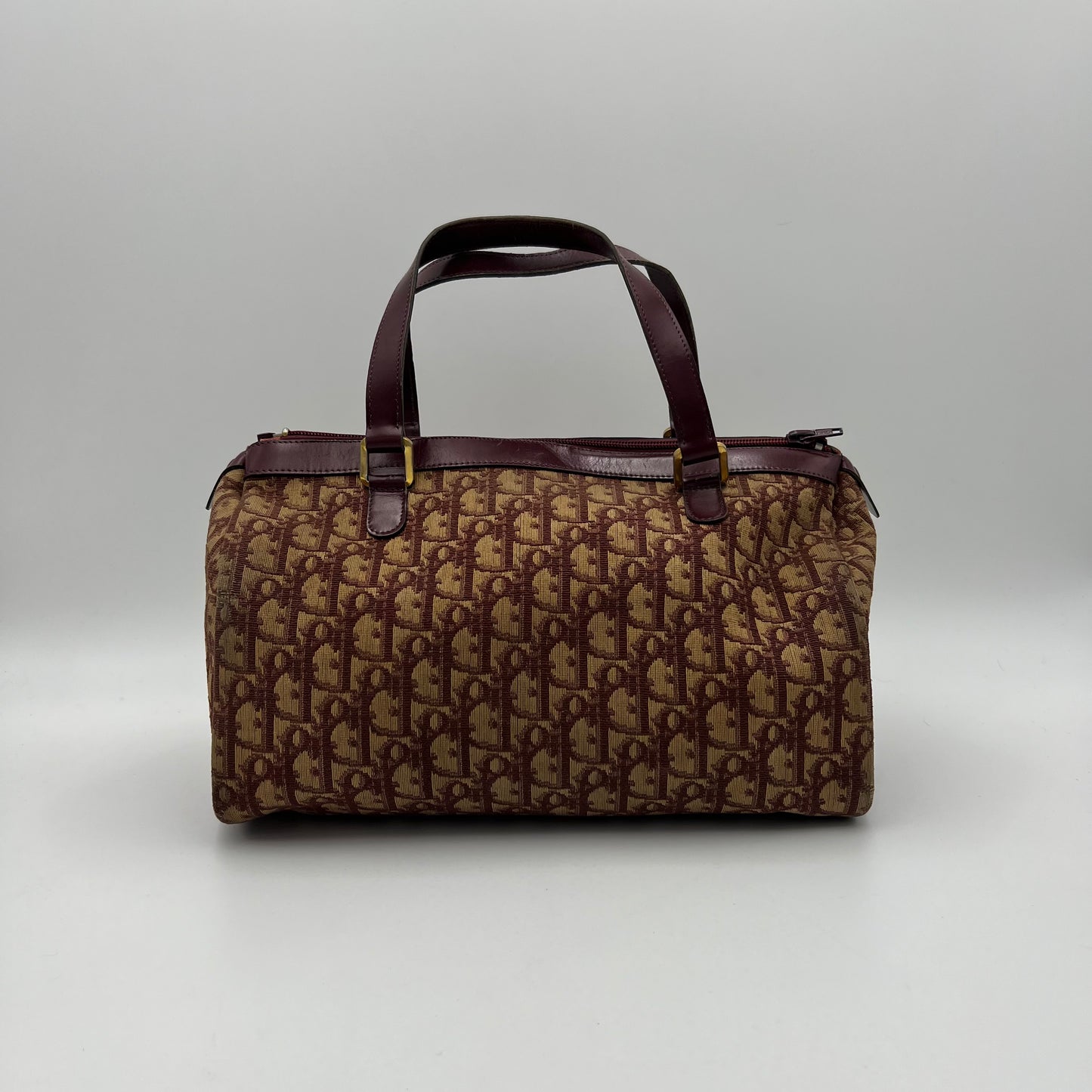 Christian Dior Vintage Burgundy Oblique Canvas Handbag