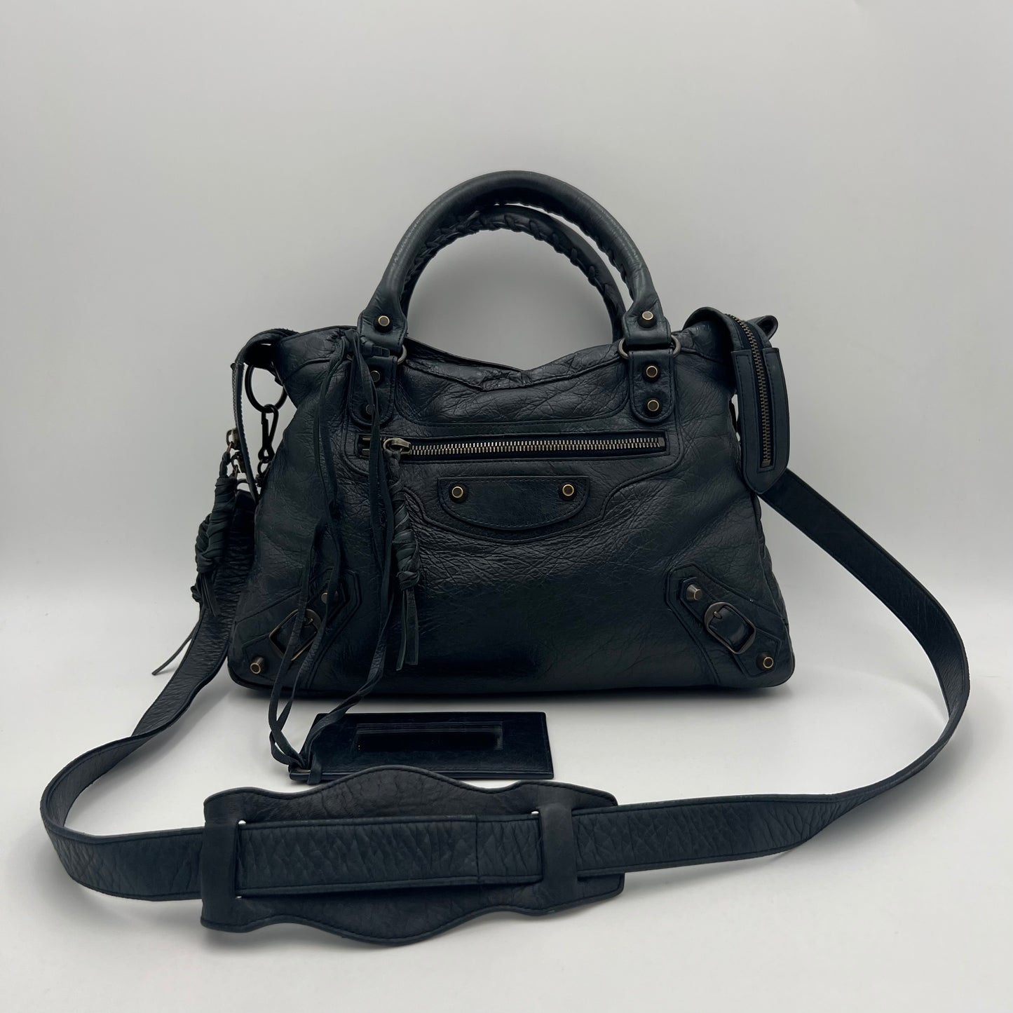 Balenciaga Dark Blue Leather Classic Town Bag