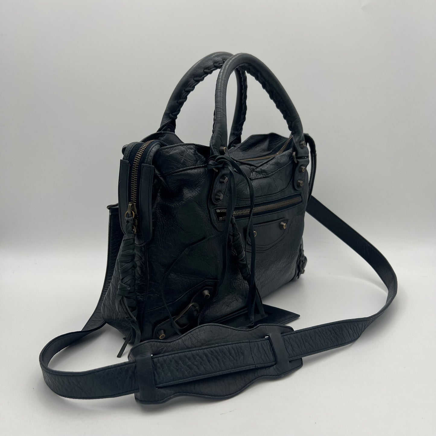Balenciaga Dark Blue Leather Classic Town Bag