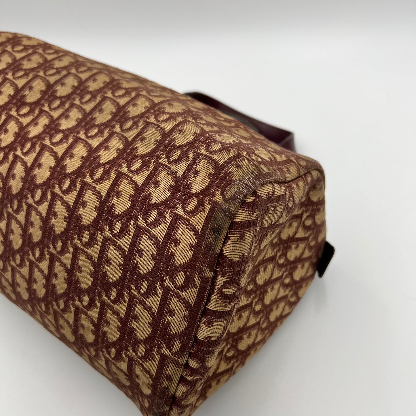 Christian Dior Vintage Burgundy Oblique Canvas Handbag