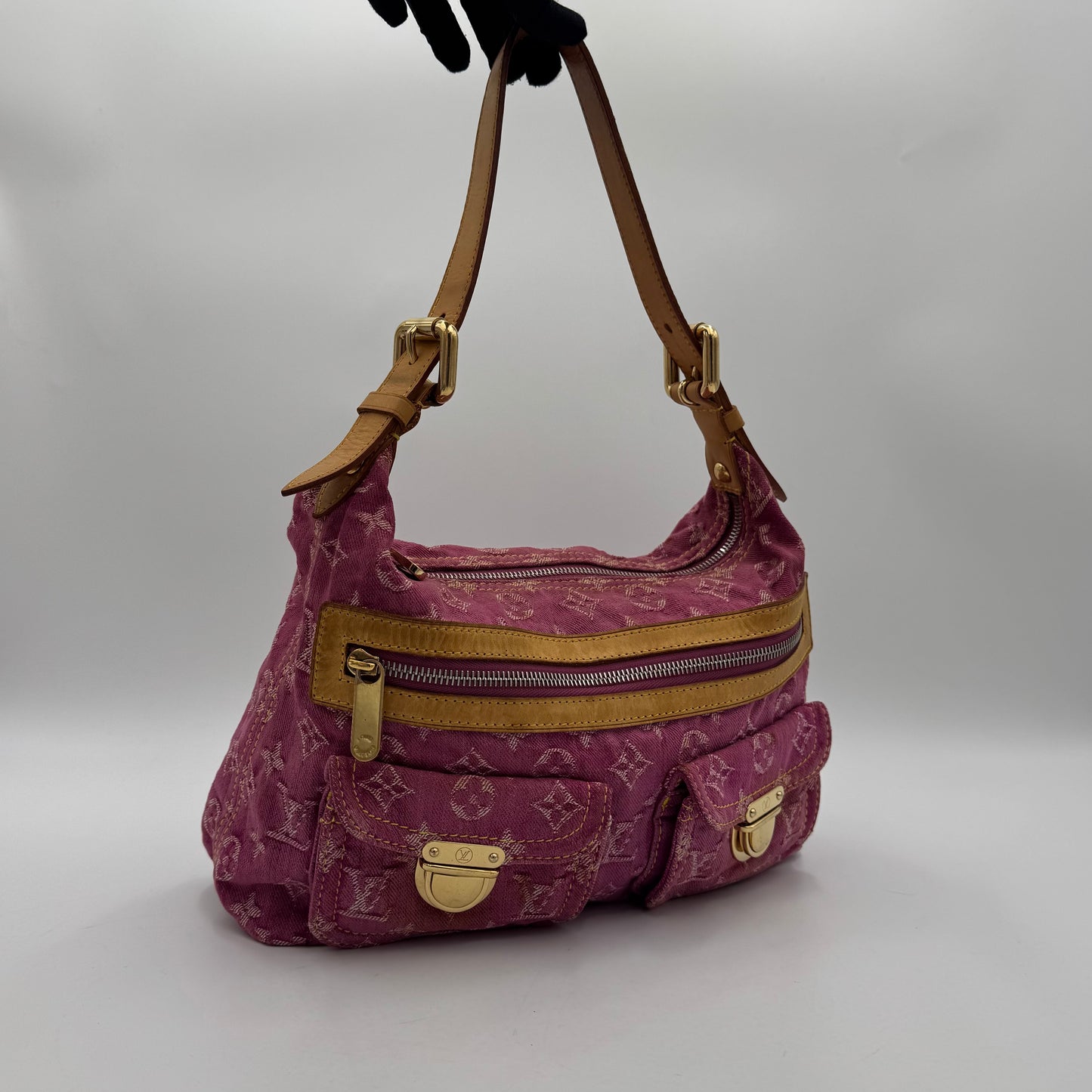 Louis Vuitton Pink Monogram Denim Baggy PM