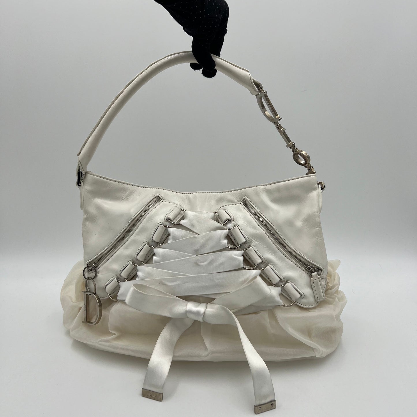 Christian Dior John Galliano White Ballet Corset Shoulder Bag