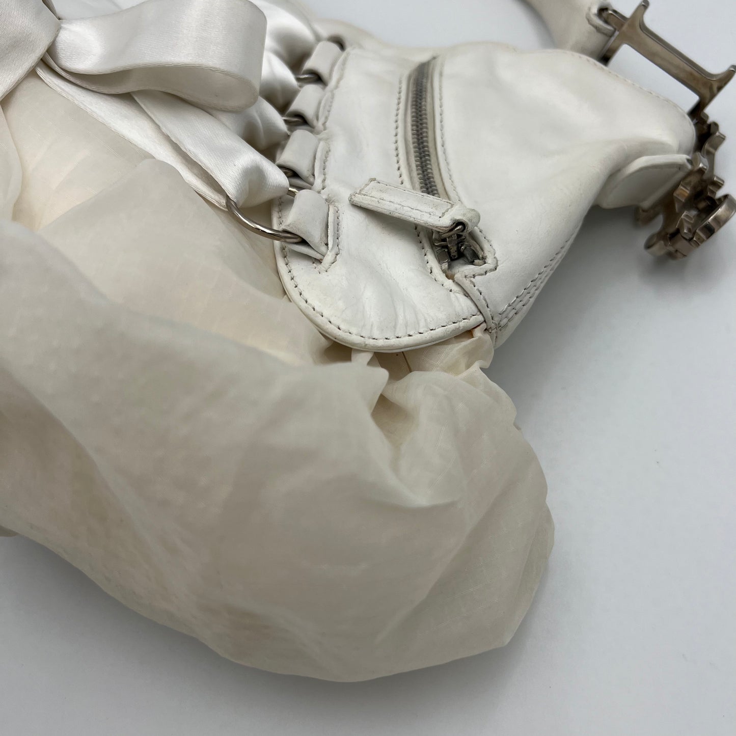 Christian Dior John Galliano White Ballet Corset Shoulder Bag