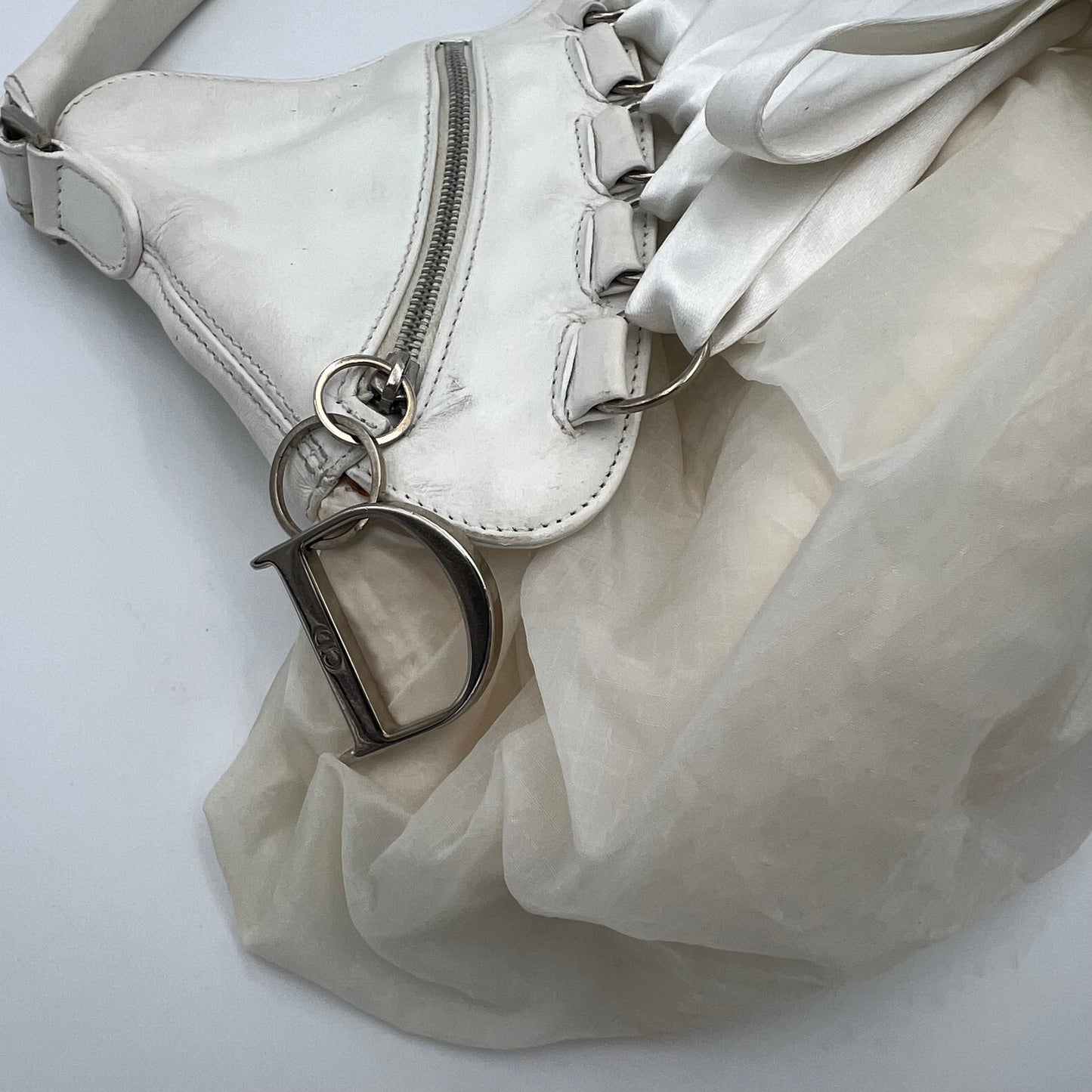 Christian Dior John Galliano White Ballet Corset Shoulder Bag