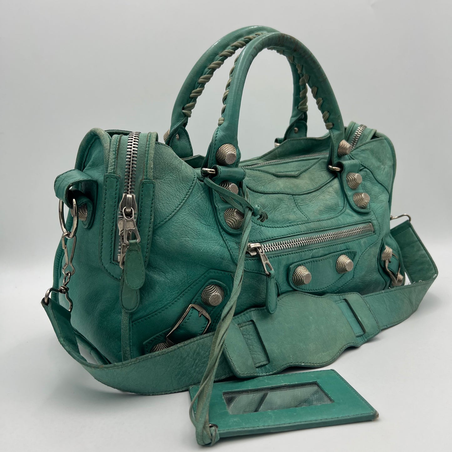 Balenciaga Turquoise Leather Giant 21 Part Time Bag SHW