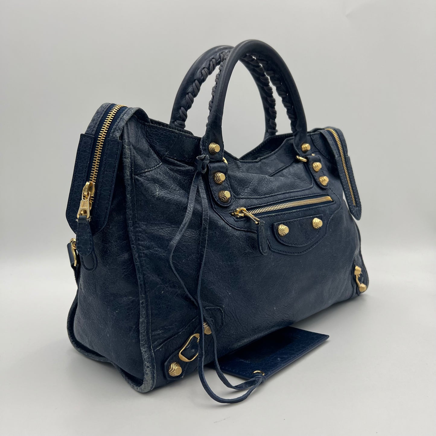 Balenciaga Navy Blue Leather Giant 12 City GHW