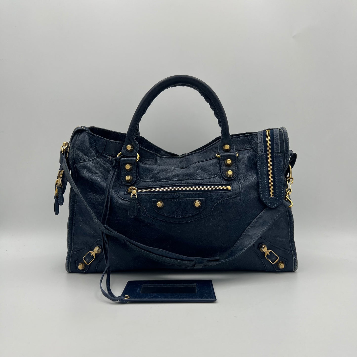 Balenciaga Navy Blue Leather Giant 12 City GHW