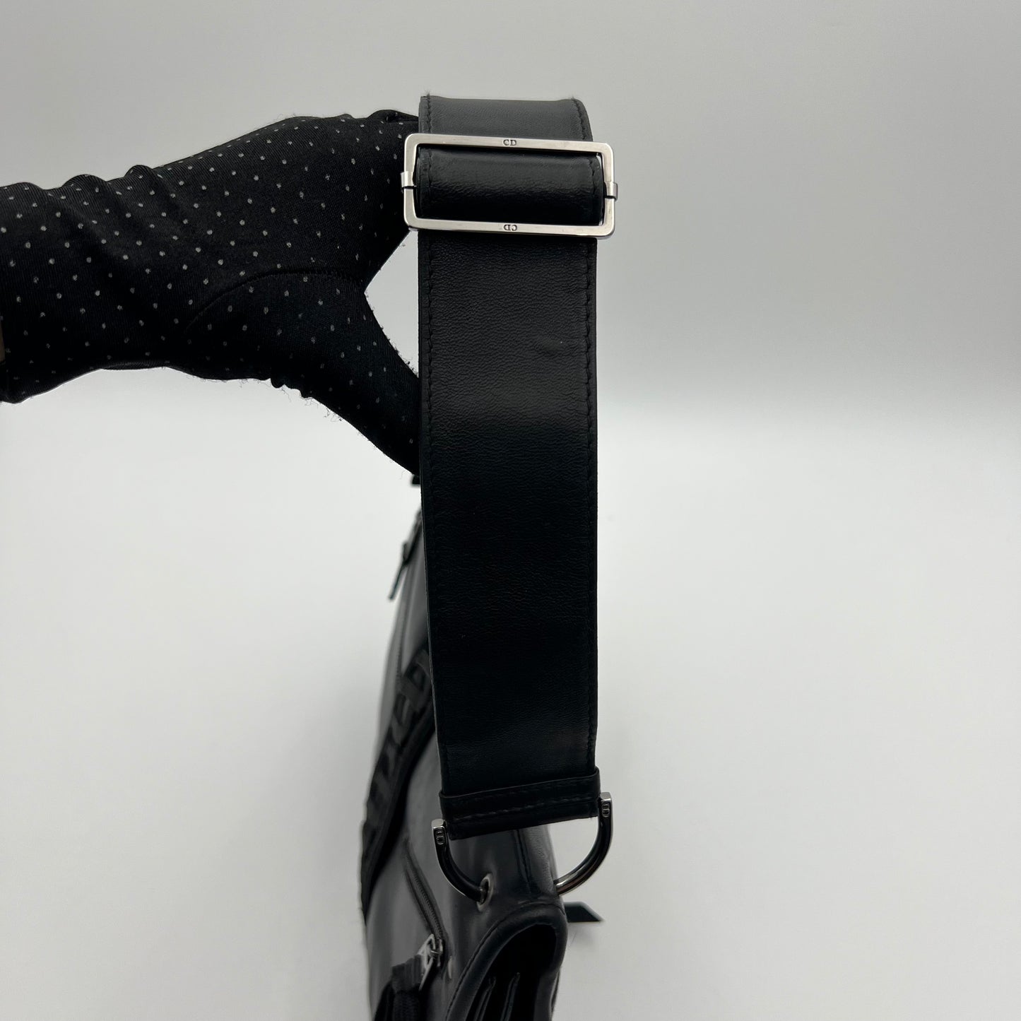 Christian Dior Black Leather Admit It Lune Corset Lace-Up Shoulder Bag