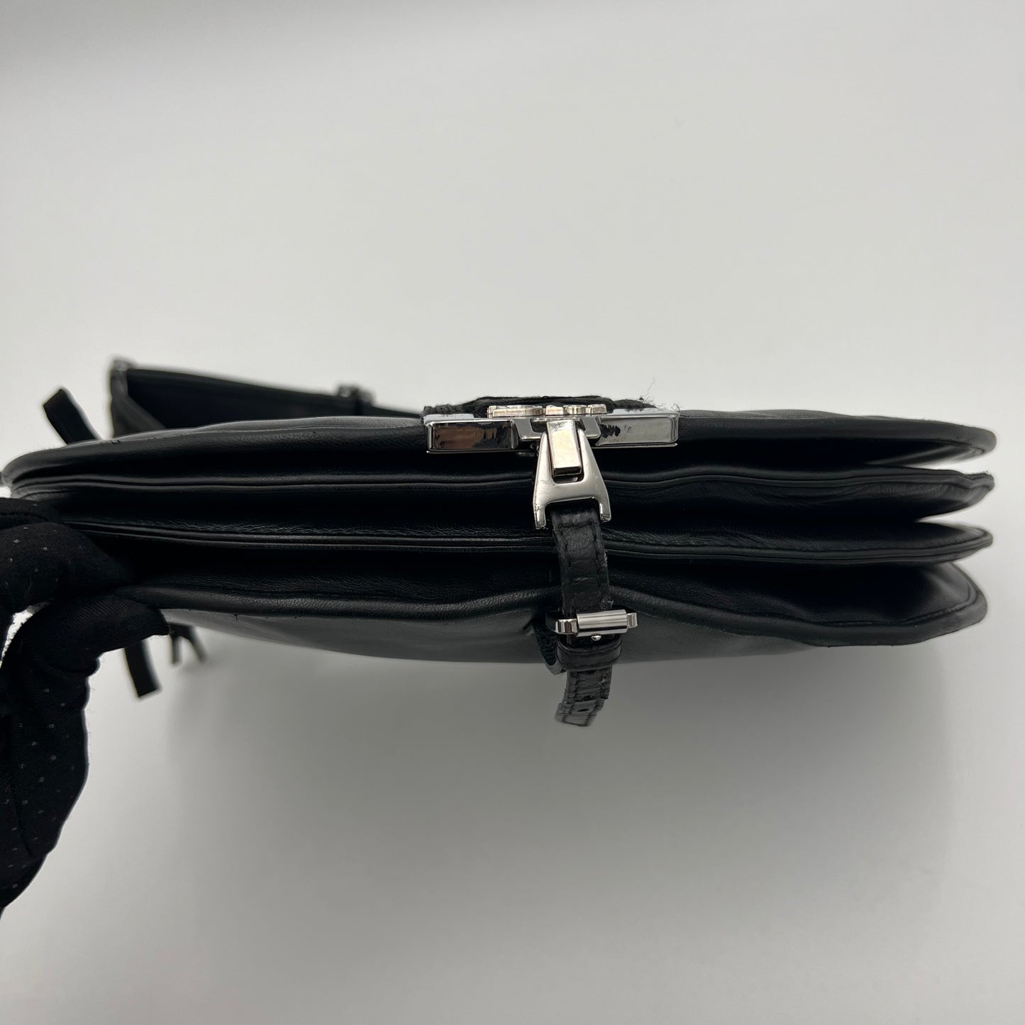 Christian Dior Black Leather Admit It Lune Corset Lace-Up Shoulder Bag