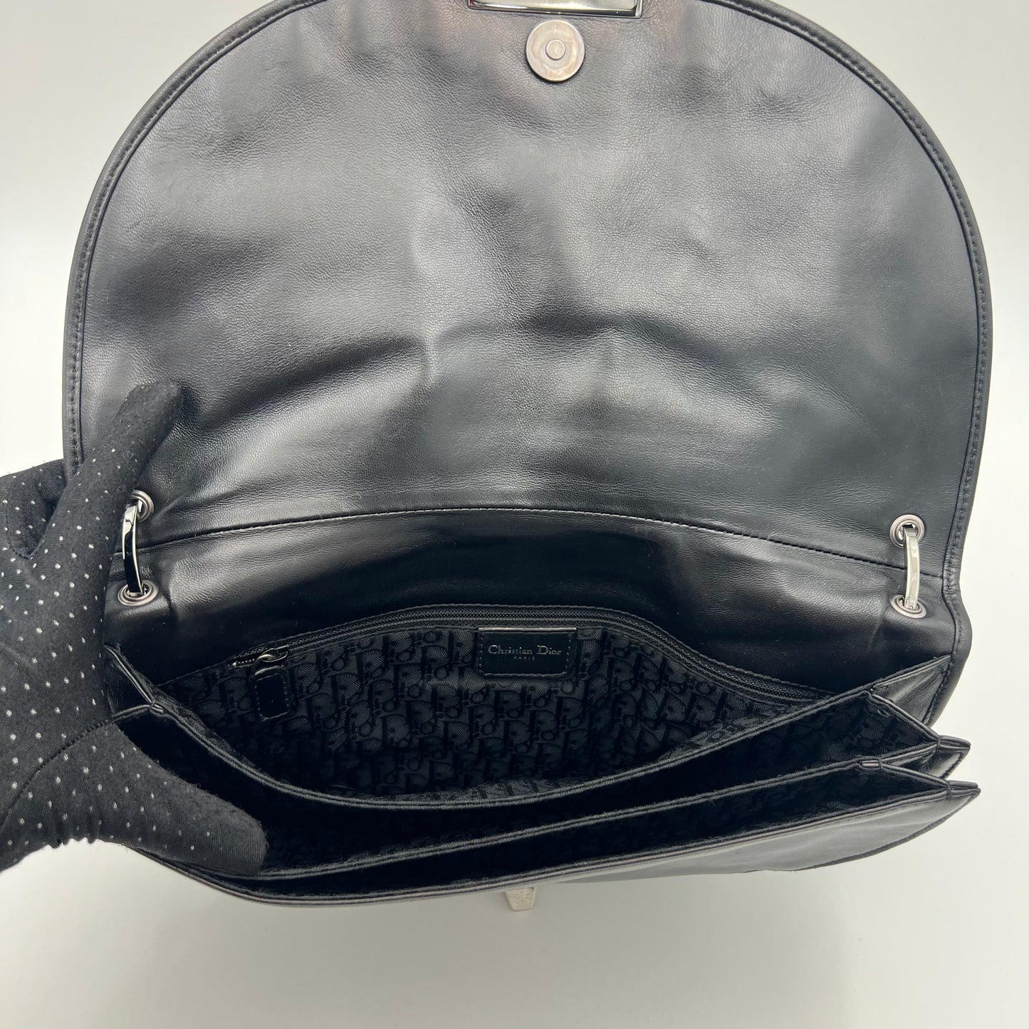 Christian Dior Black Leather Admit It Lune Corset Lace-Up Shoulder Bag