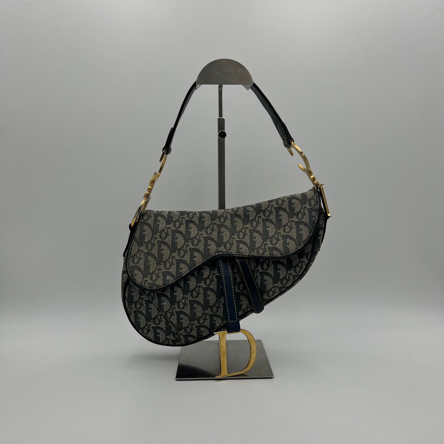 Christian Dior Blue Monogram Canvas Saddle GHW