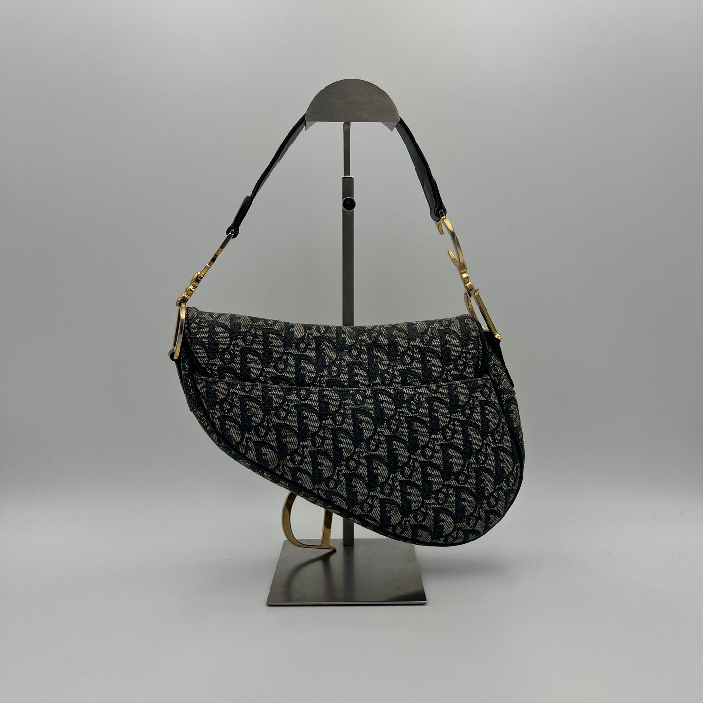 Christian Dior Blue Monogram Canvas Saddle GHW