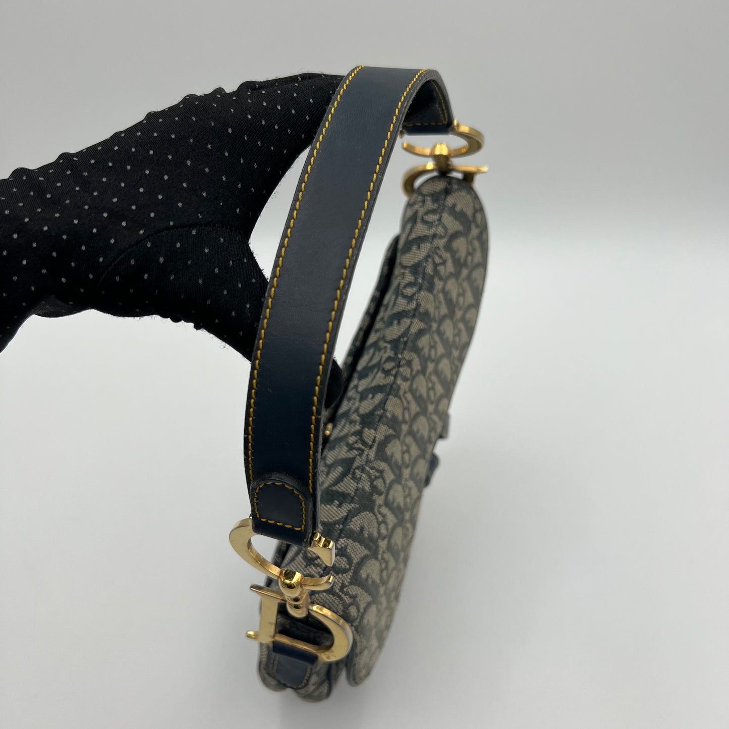 Christian Dior Blue Monogram Canvas Saddle GHW