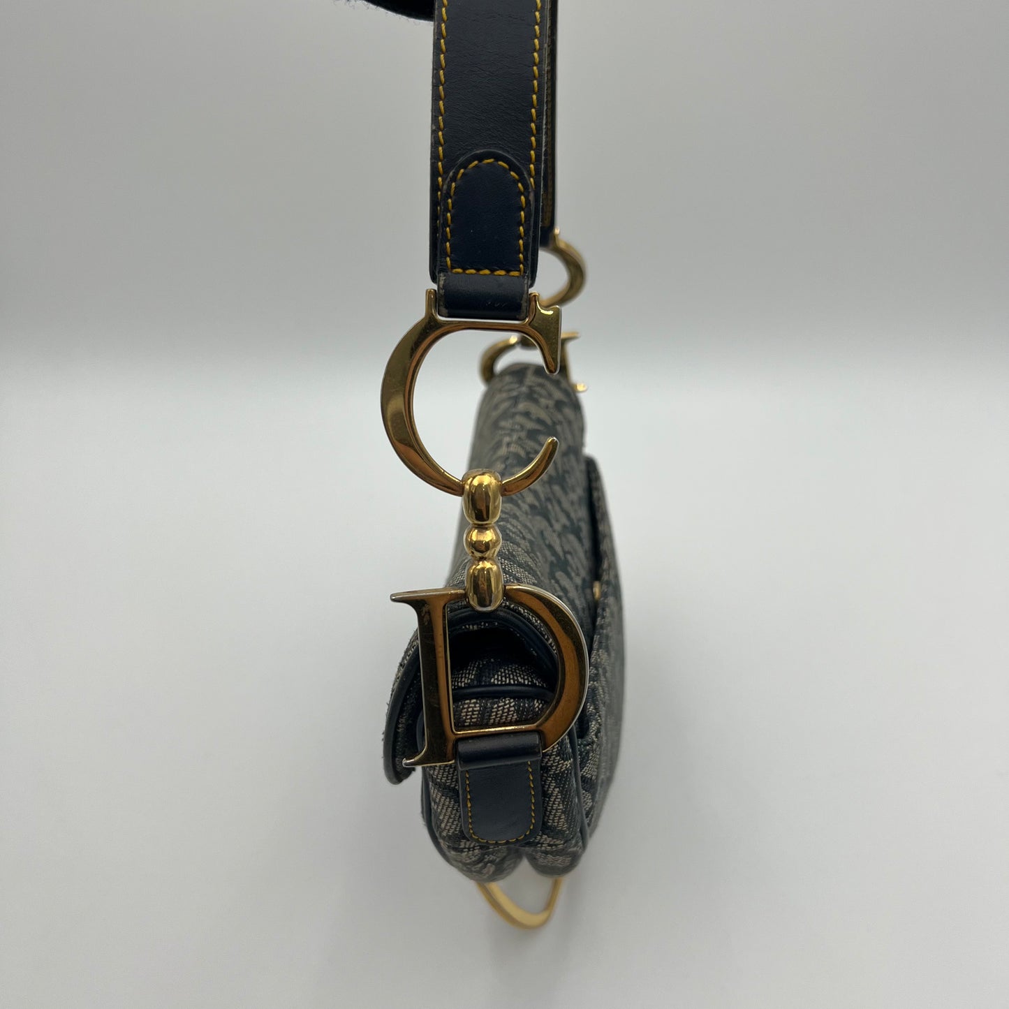 Christian Dior Blue Monogram Canvas Saddle GHW