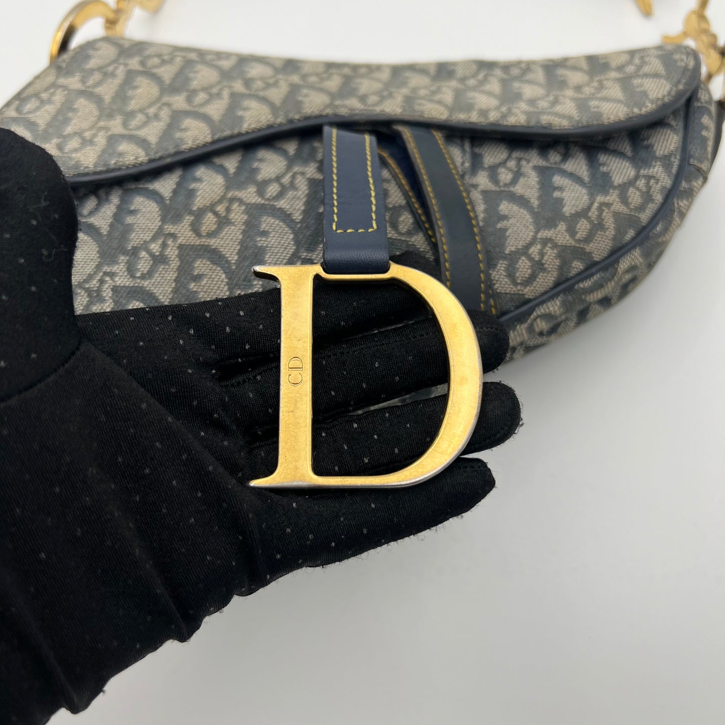 Christian Dior Blue Monogram Canvas Saddle GHW