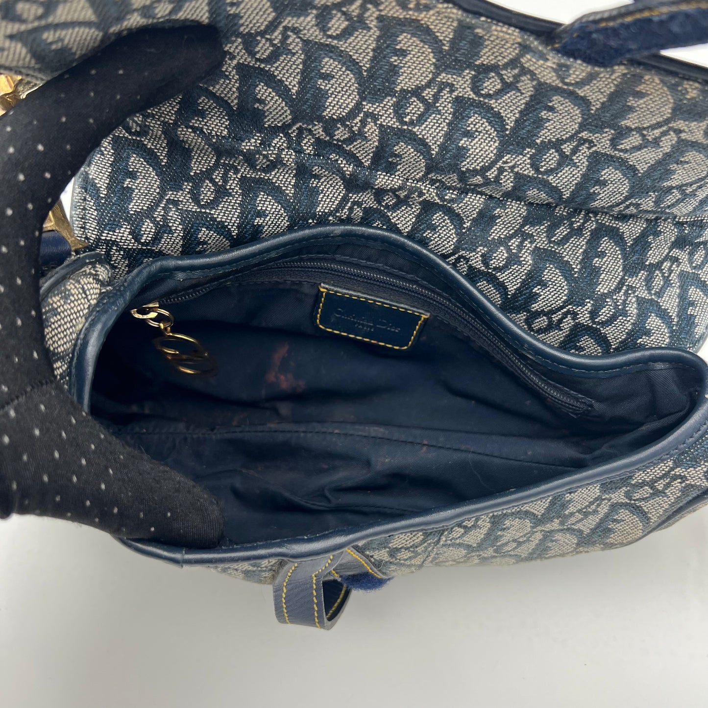 Christian Dior Blue Monogram Canvas Saddle GHW