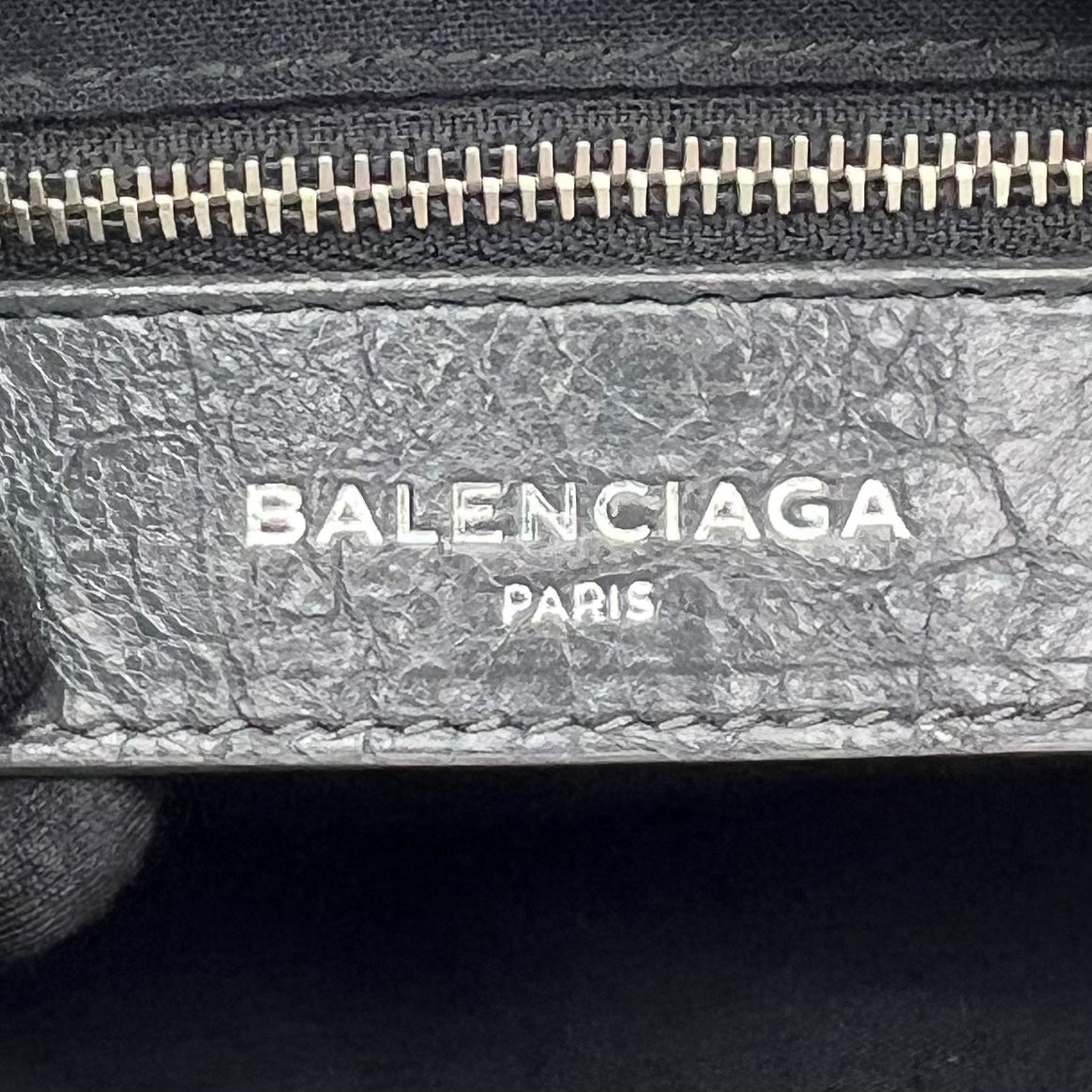 Balenciaga Dark Gray Leather Metallic Hardware Mini City SHW