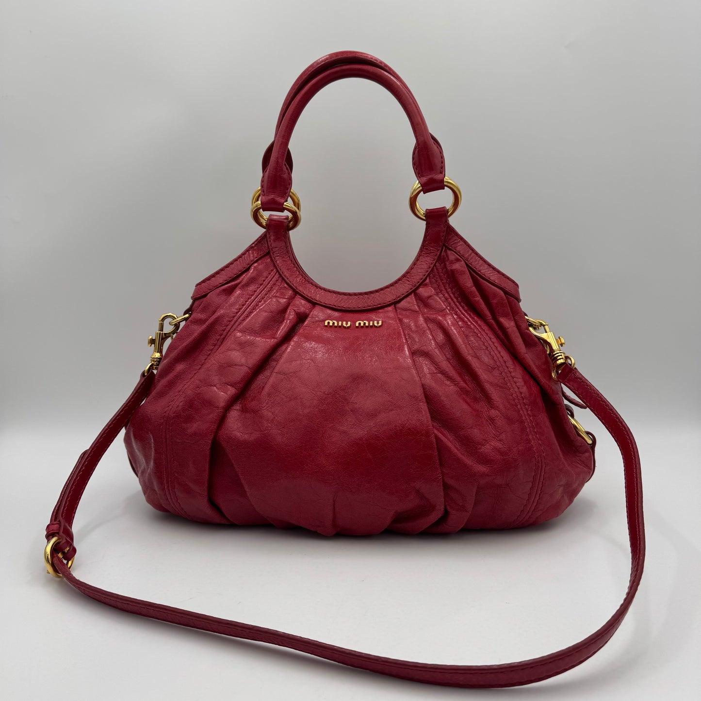 Miu Miu Red Vitello Lux Hobo Bag GHW