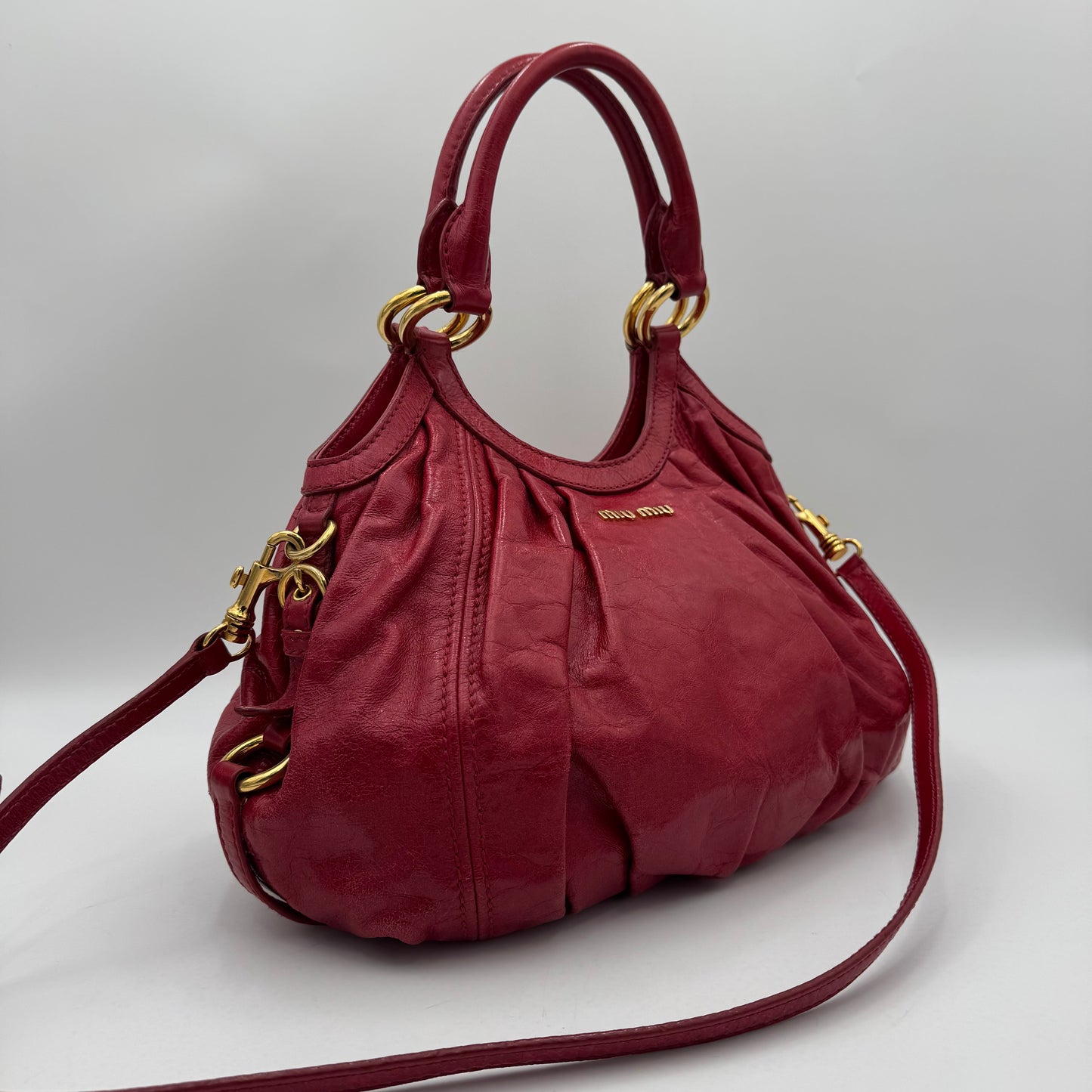 Miu Miu Red Vitello Lux Hobo Bag GHW