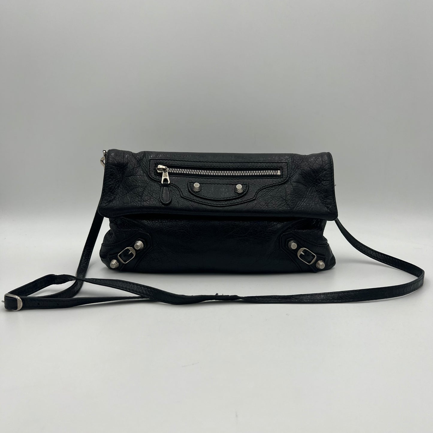 Balenciaga Black Lambskin Leather Giant 12 Envelope Clutch