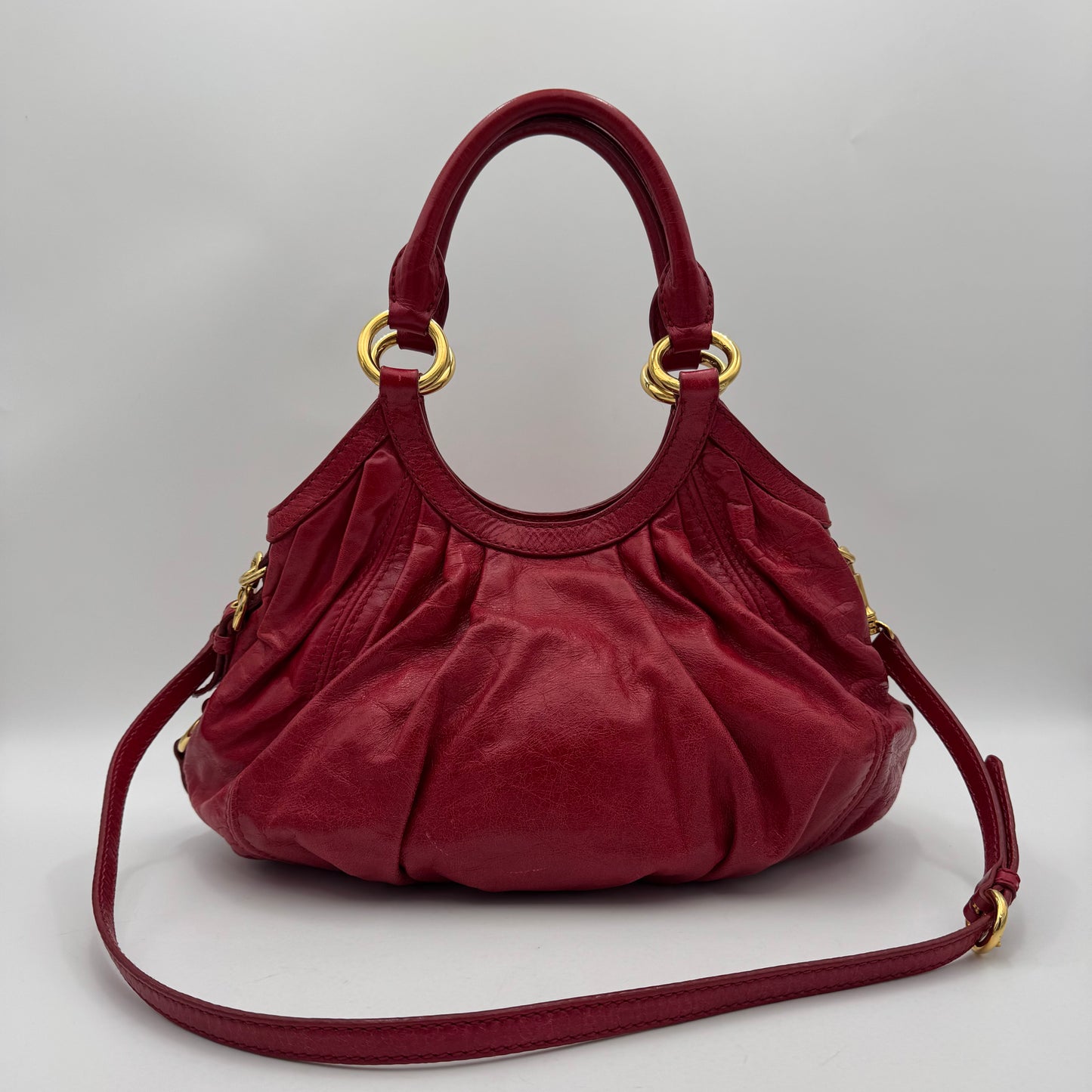 Miu Miu Red Vitello Lux Hobo Bag GHW