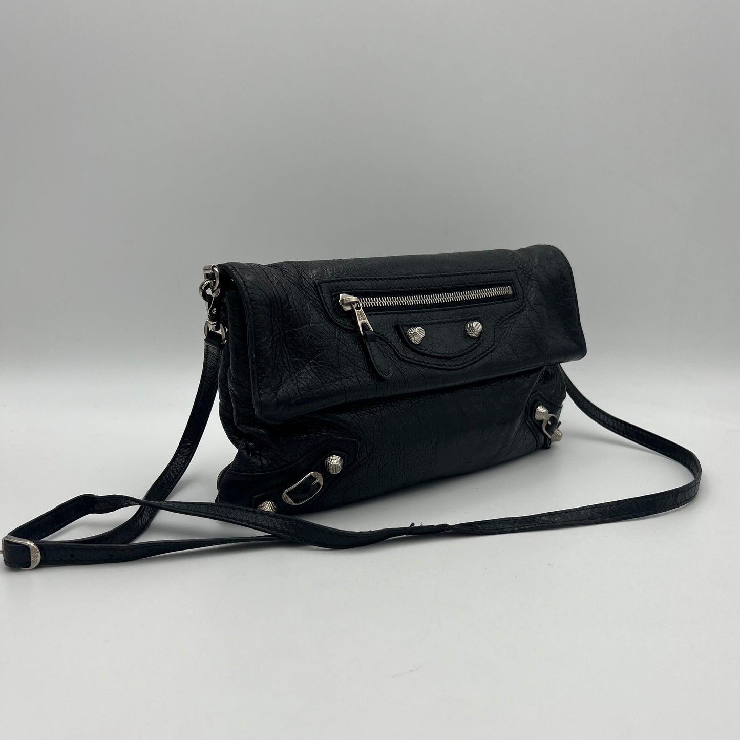 Balenciaga Black Lambskin Leather Giant 12 Envelope Clutch