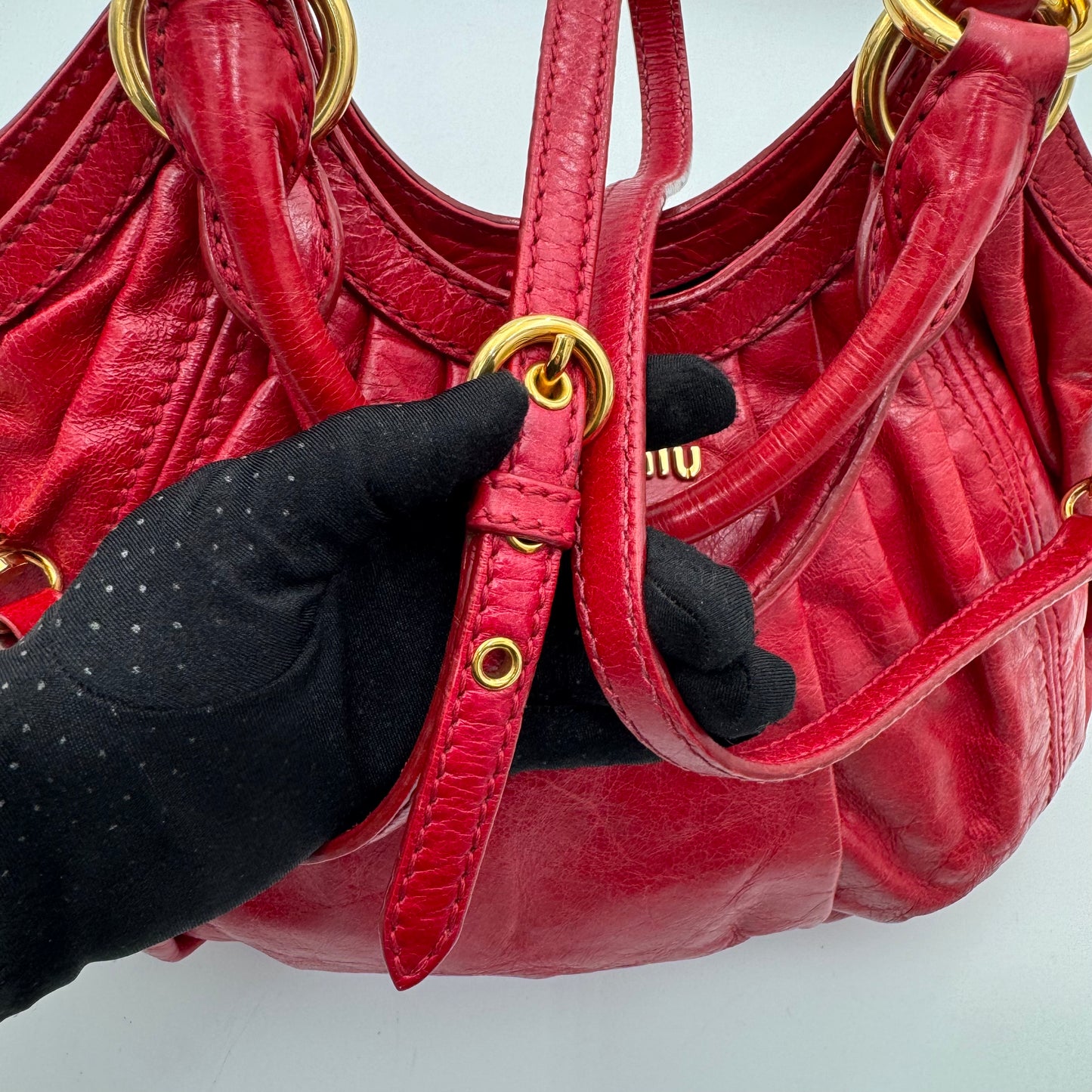 Miu Miu Red Vitello Lux Hobo Bag GHW