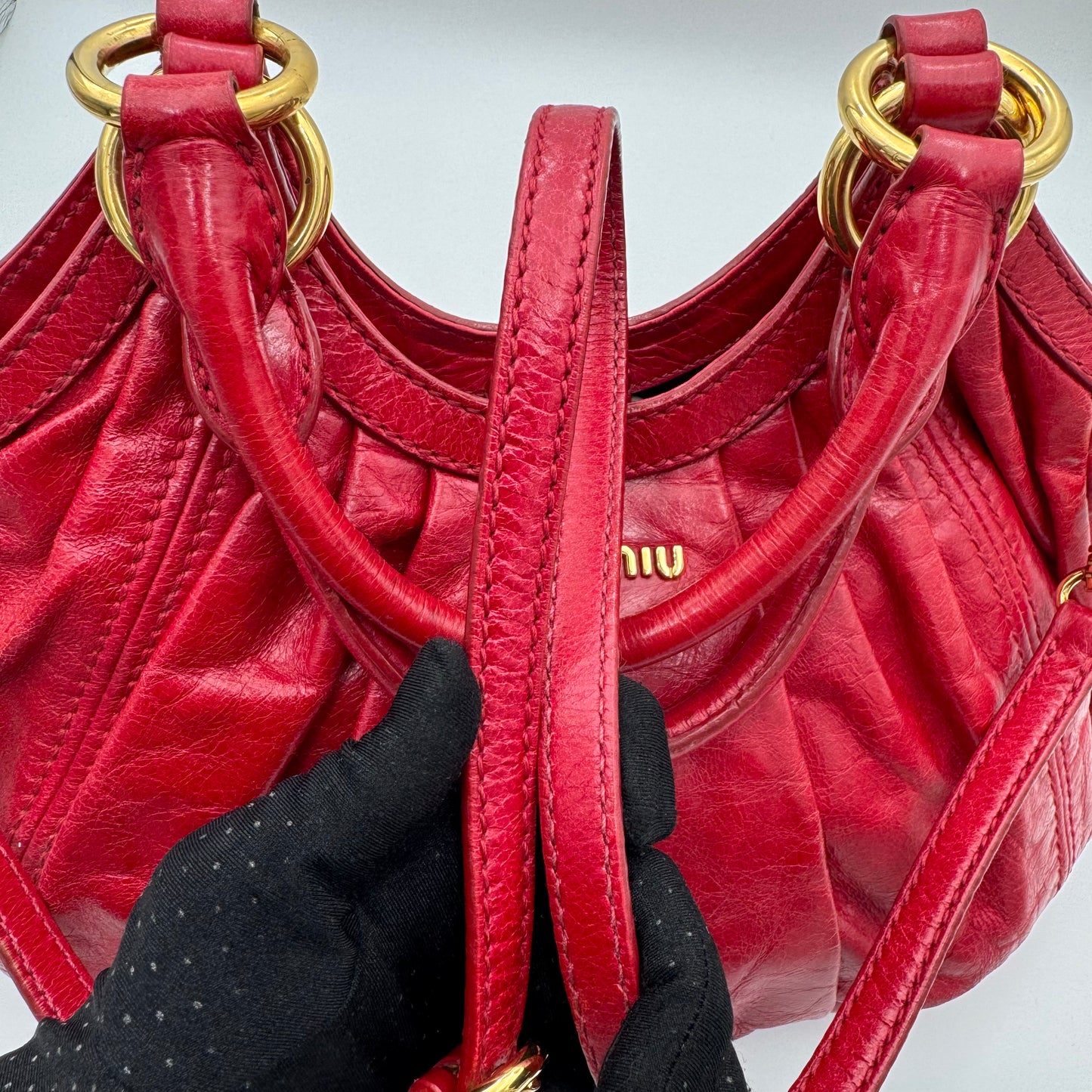 Miu Miu Red Vitello Lux Hobo Bag GHW
