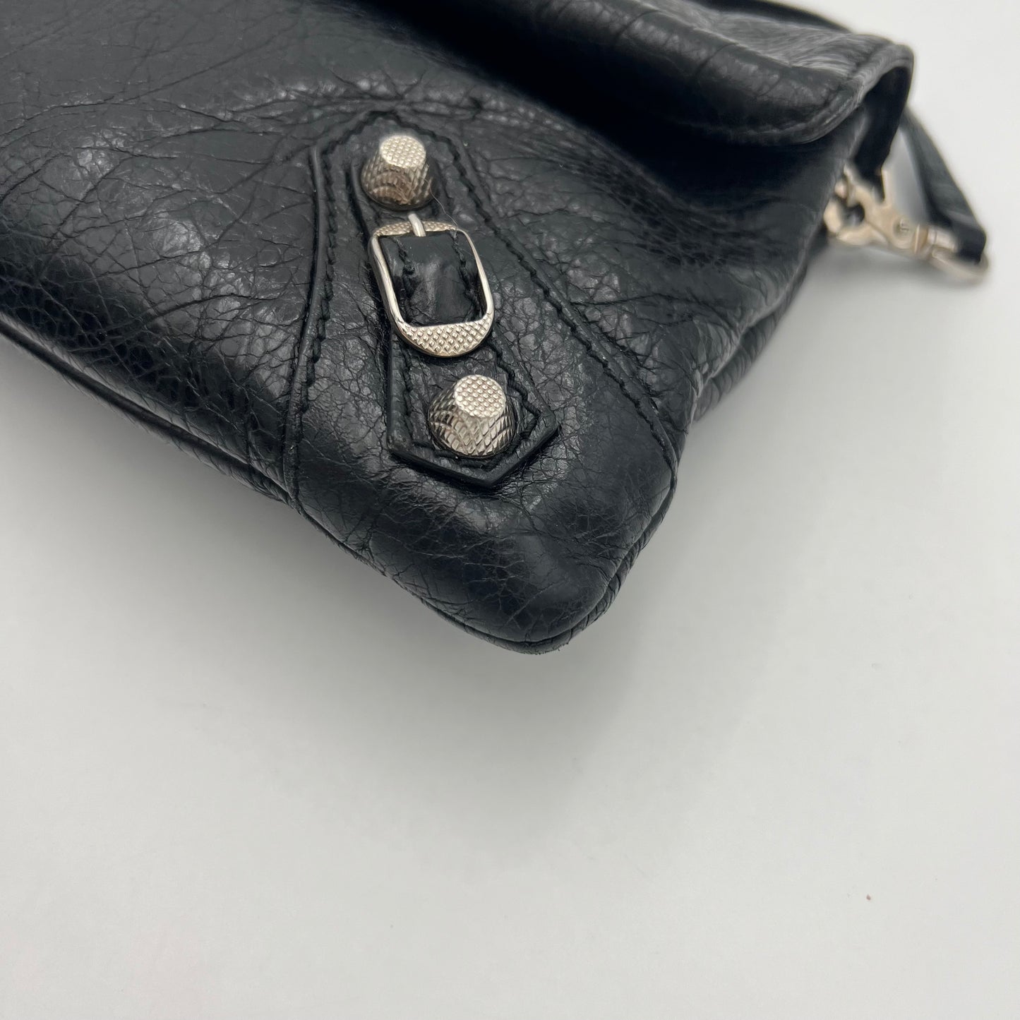 Balenciaga Black Lambskin Leather Giant 12 Envelope Clutch