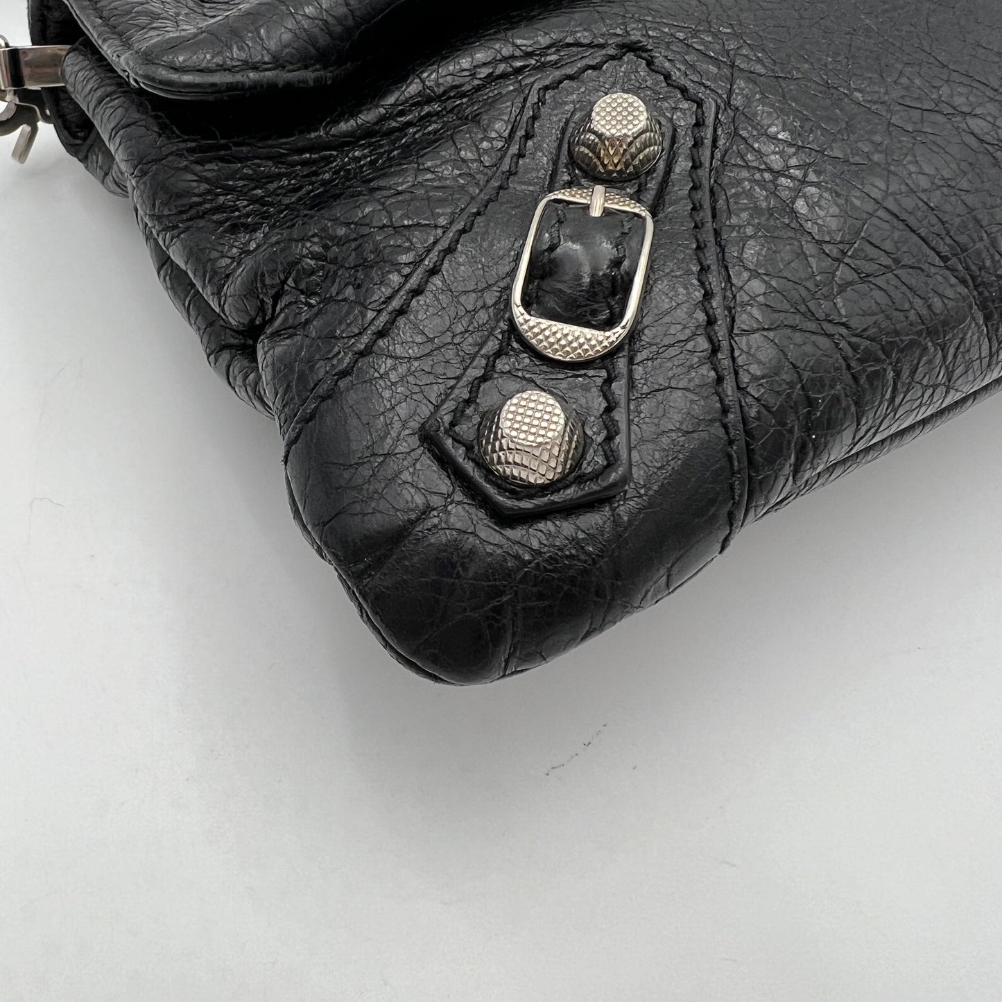 Balenciaga Black Lambskin Leather Giant 12 Envelope Clutch