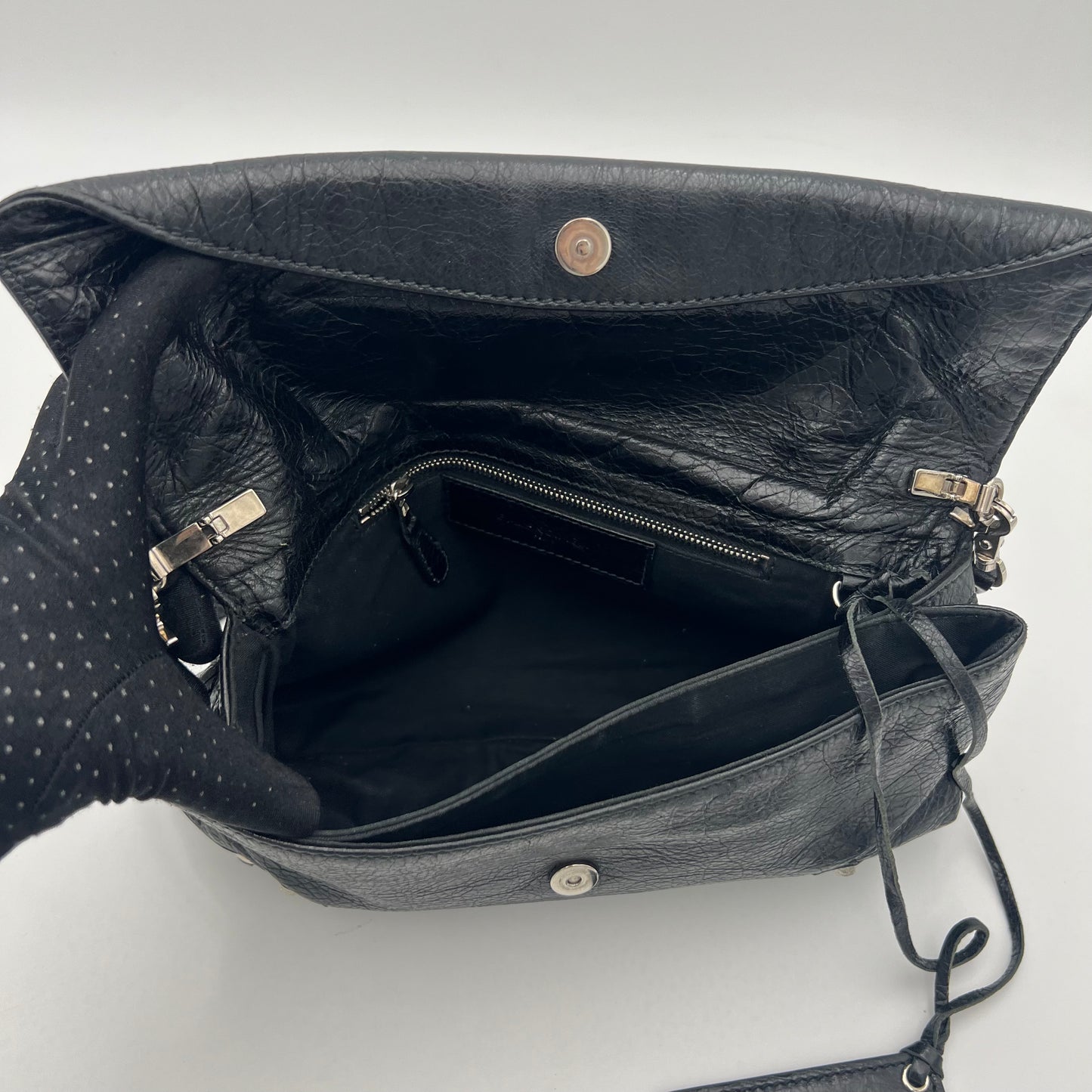 Balenciaga Black Lambskin Leather Giant 12 Envelope Clutch