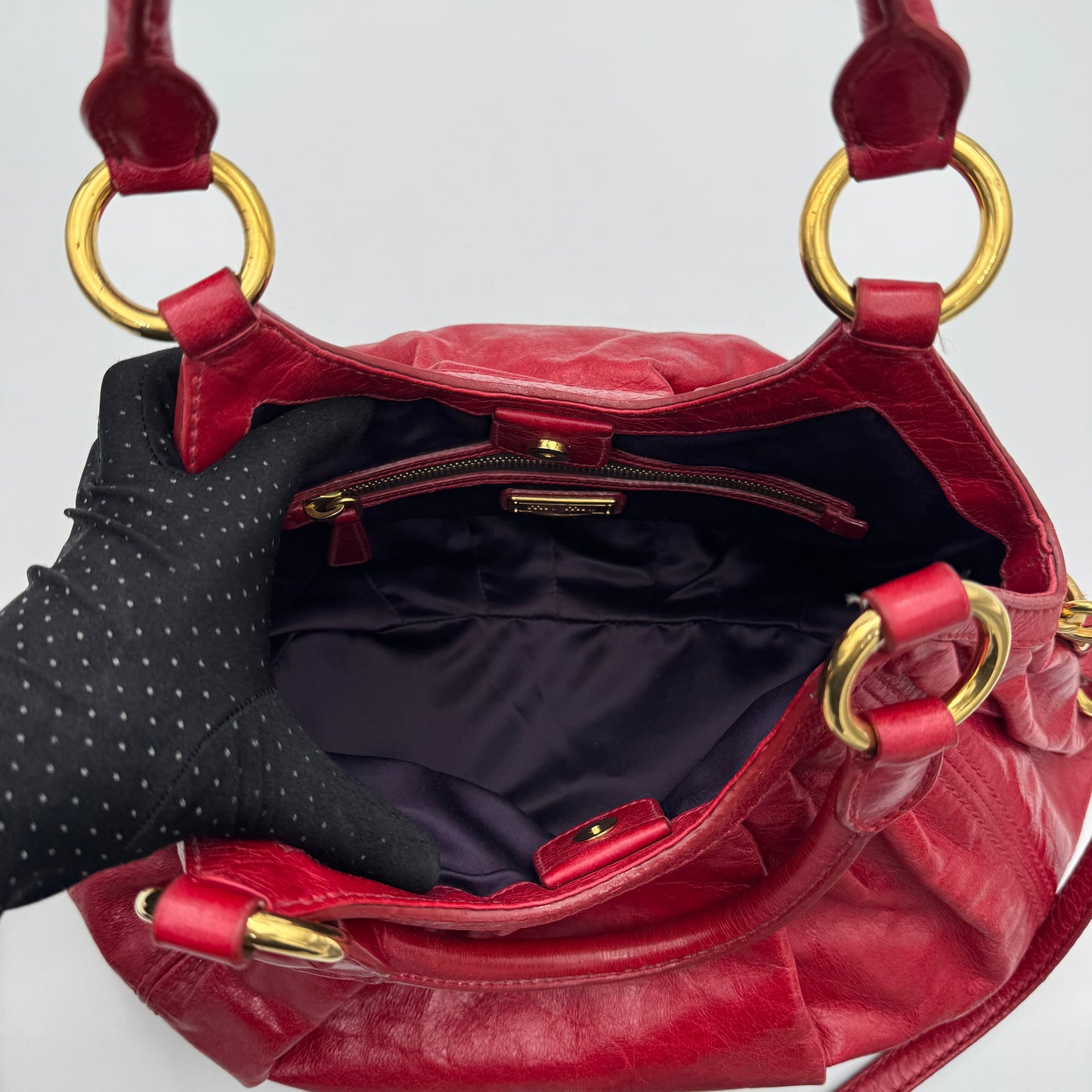 Miu Miu Red Vitello Lux Hobo Bag GHW