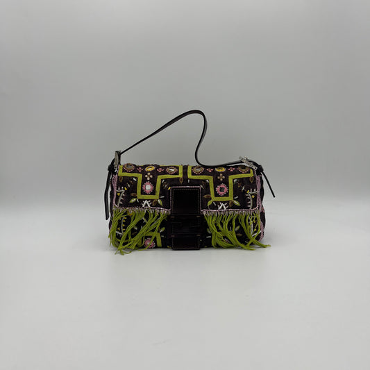 Fendi Beaded Embroidered Fringe Baguette