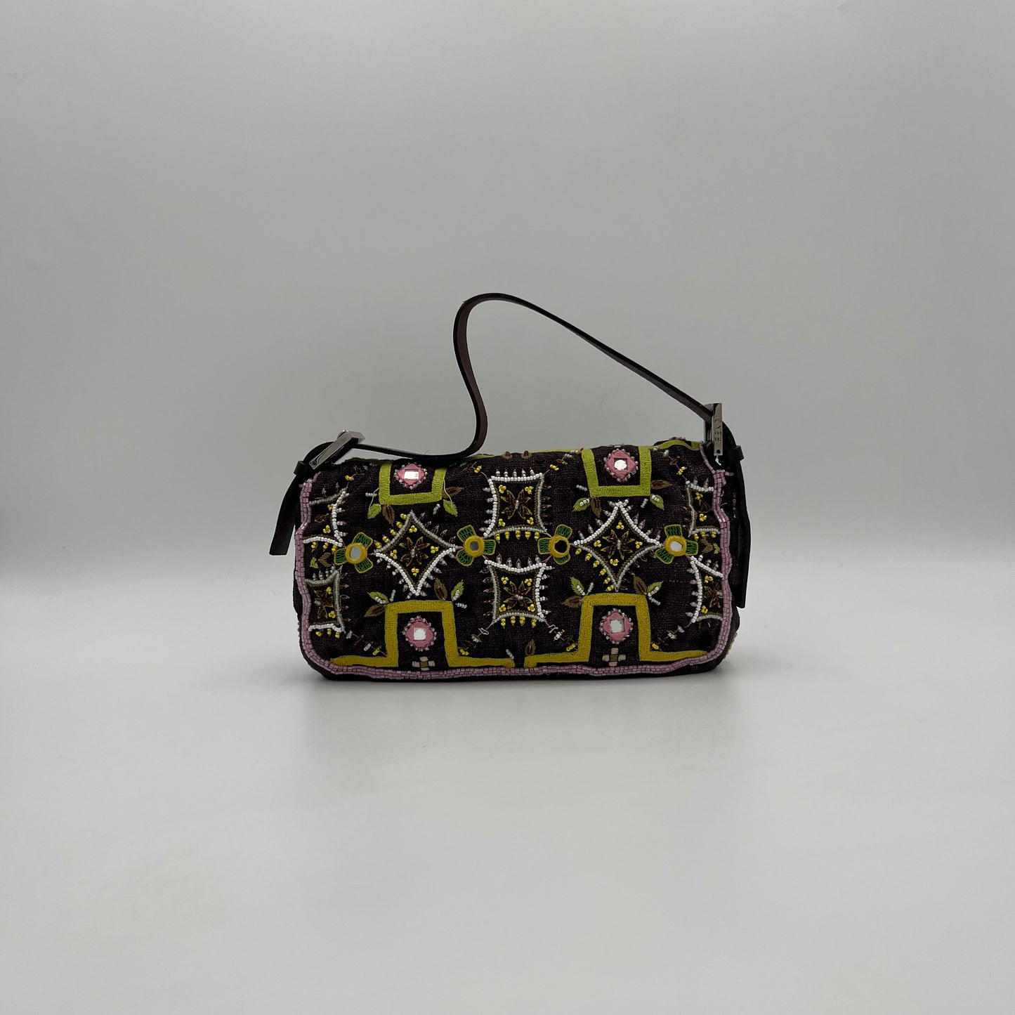 Fendi Beaded Embroidered Fringe Baguette