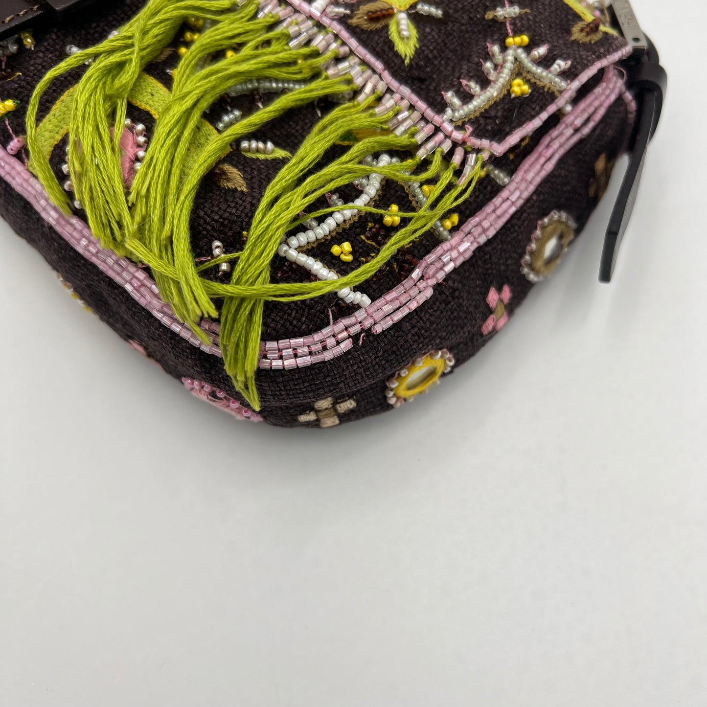Fendi Beaded Embroidered Fringe Baguette