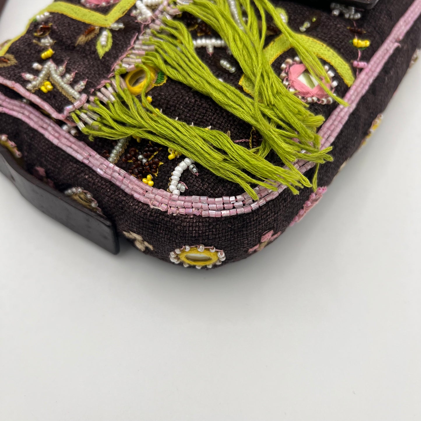 Fendi Beaded Embroidered Fringe Baguette