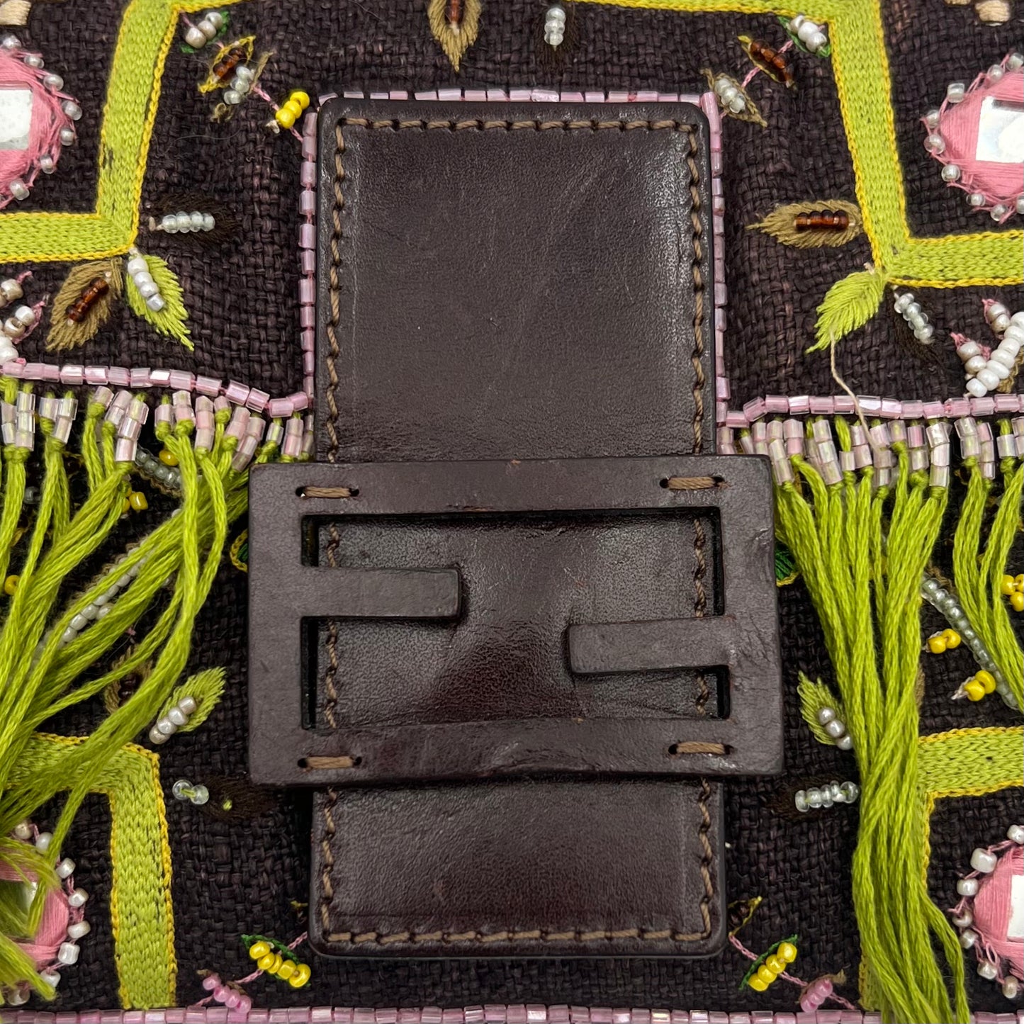 Fendi Beaded Embroidered Fringe Baguette