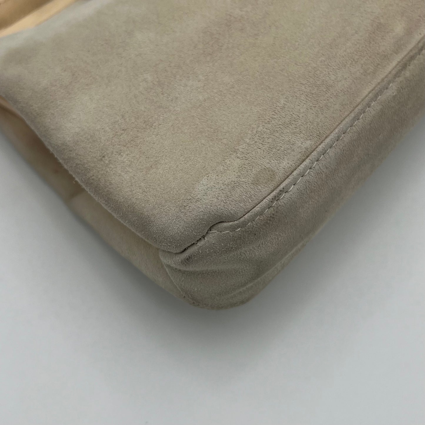 Fendi White Suede Cream Leather Red FF Shoulder Bag