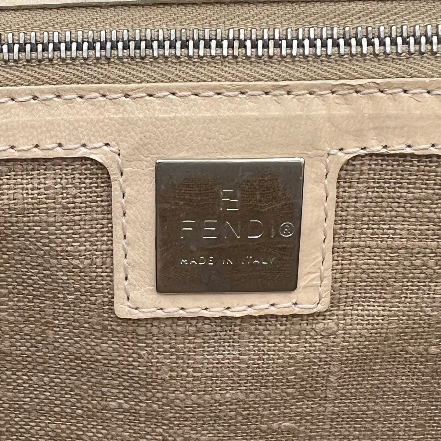 Fendi White Suede Cream Leather Red FF Shoulder Bag