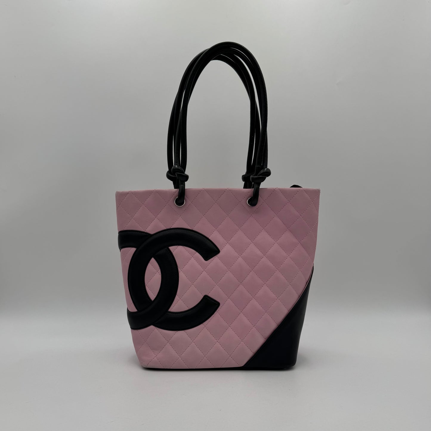 Chanel Pink Black Quilted Calfskin Medium Cambon Tote (Series 9)