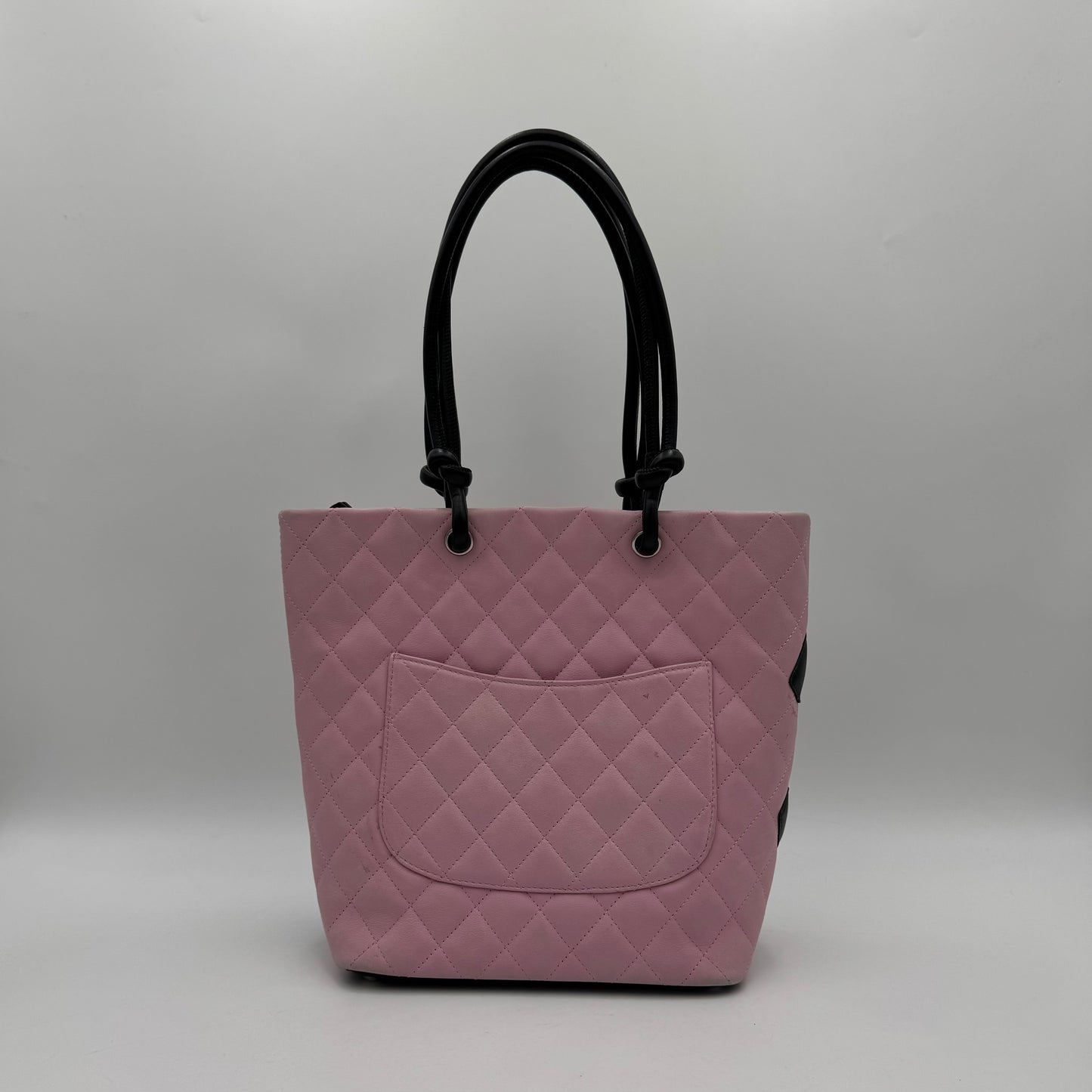 Chanel Pink Black Quilted Calfskin Medium Cambon Tote (Series 9)